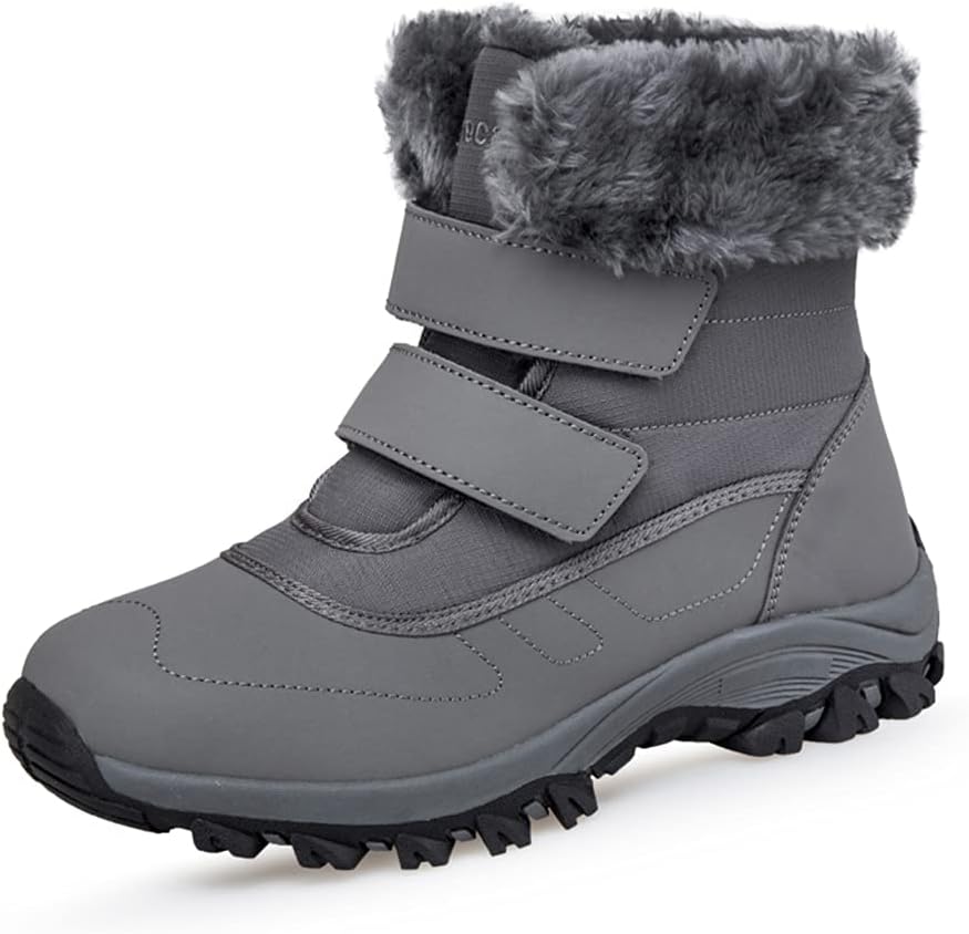 DRECAGE Winter Ankle Snow Boots with Warm Fur Lining Waterproof Women Warm Hiking Booties Anti Slip Shoes