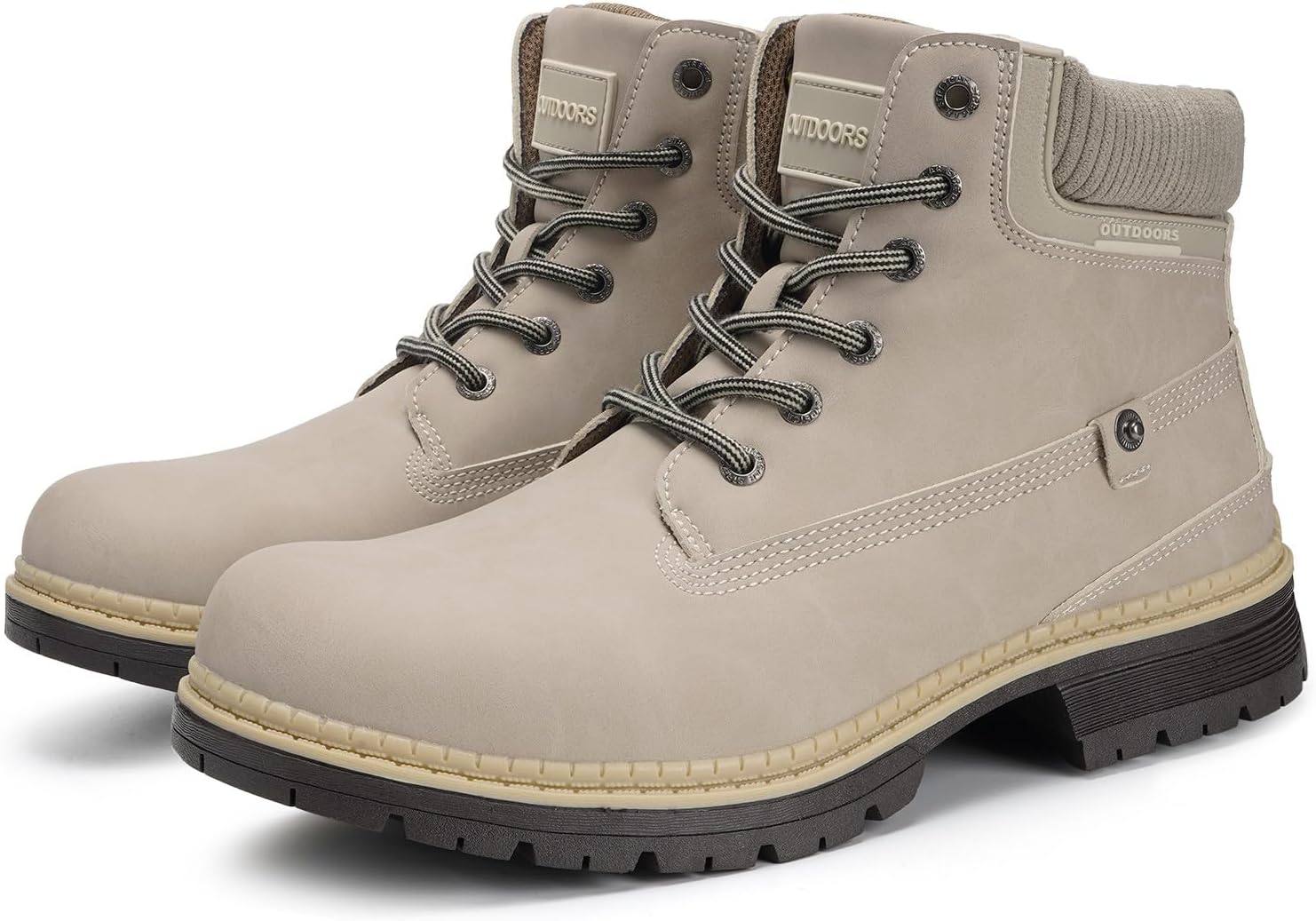 Snow Boots Womens Mens Winter Flat Ankle Boots Warm Fur Lined Fashion Combat Leather Shoes Casual Work Walking Hiking Lace Up Outdoor Trainer Urban