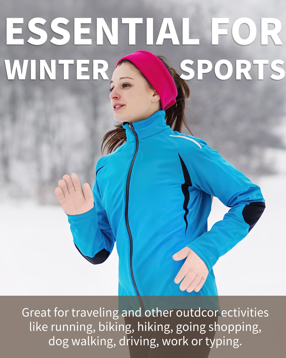 ARFNKIM Thermal Winter Gloves-Fleece Lining Touch Screen Knit Stretchy Warm Gloves for Running Cycling Riding- Men Women