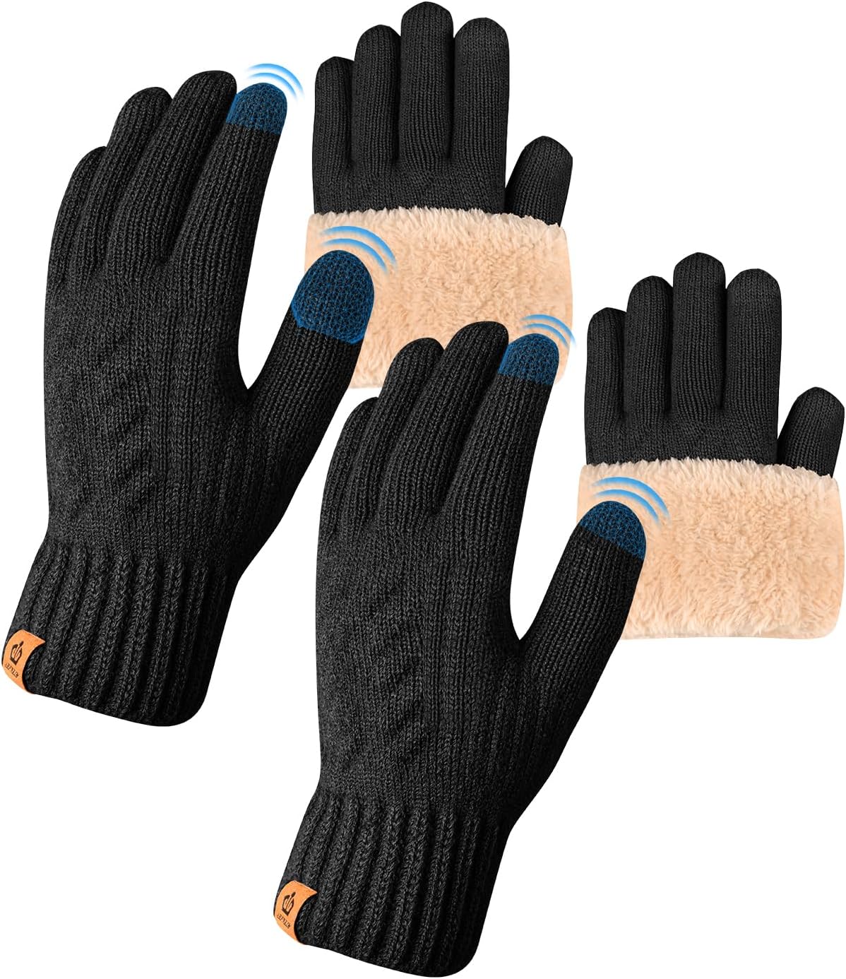 ARFNKIM Thermal Winter Gloves-Fleece Lining Touch Screen Knit Stretchy Warm Gloves for Running Cycling Riding- Men Women