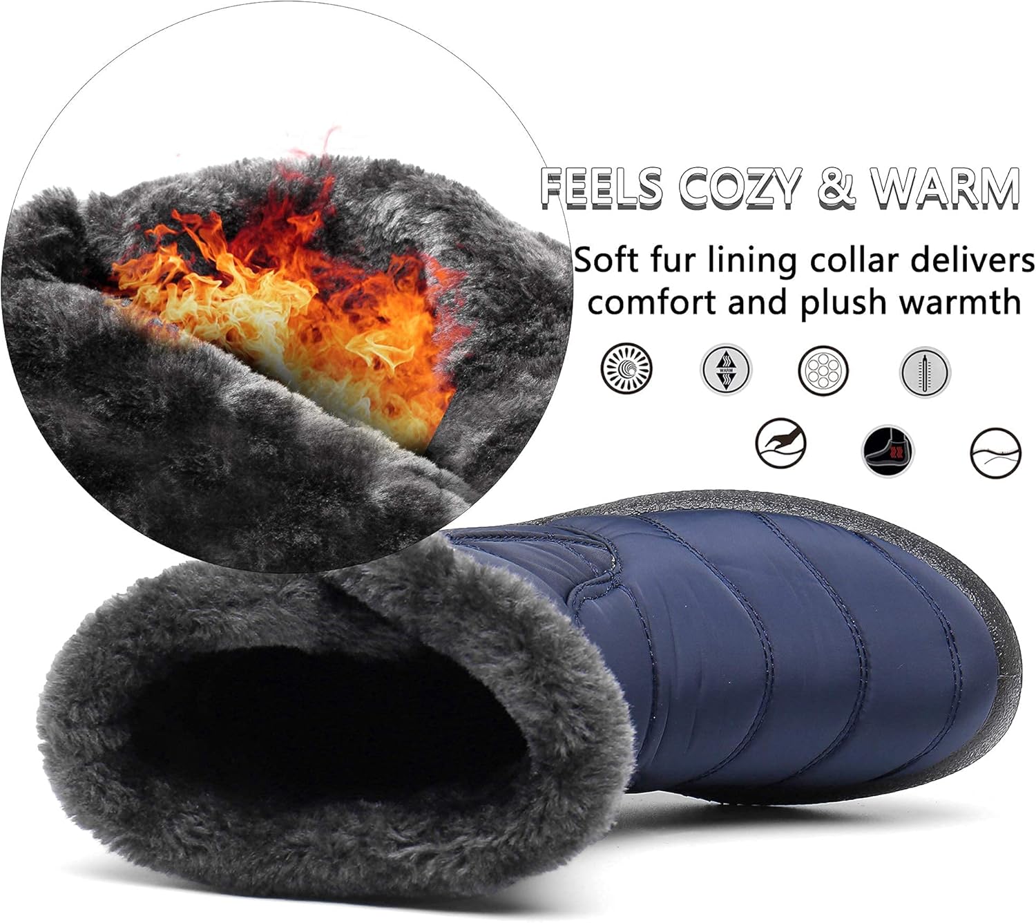 Gaatpot Women Winter Warm Snow Boots Ladies Slip On Water-resistant Outdoor Fur Lined Ankle Booties Shoes Size 3-9