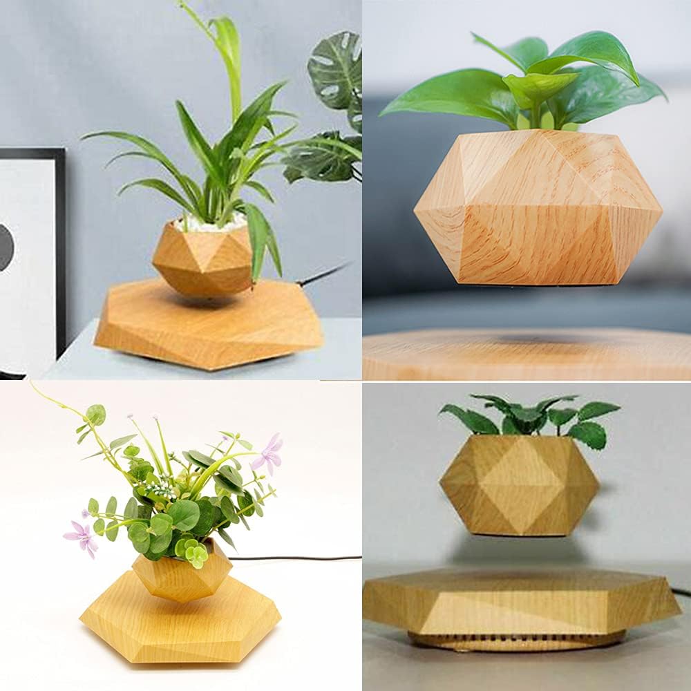 Levitating Plant Pot Hexagon Floating Air Bonsai Pot Suspension Flowerpot Planter for Office Home Decoration