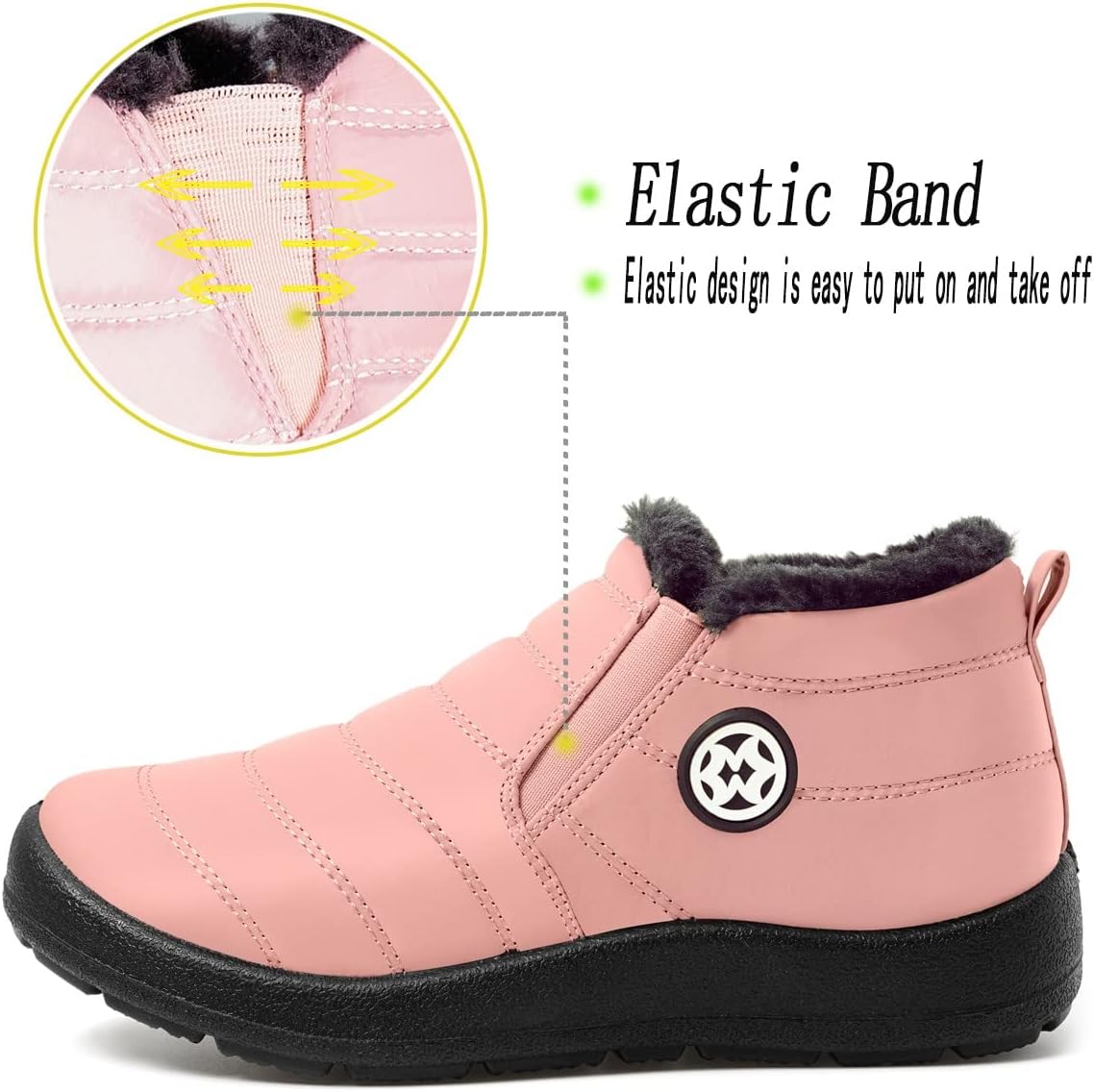 Gaatpot Women Winter Warm Snow Boots Ladies Slip On Water-resistant Outdoor Fur Lined Ankle Booties Shoes Size 3-9