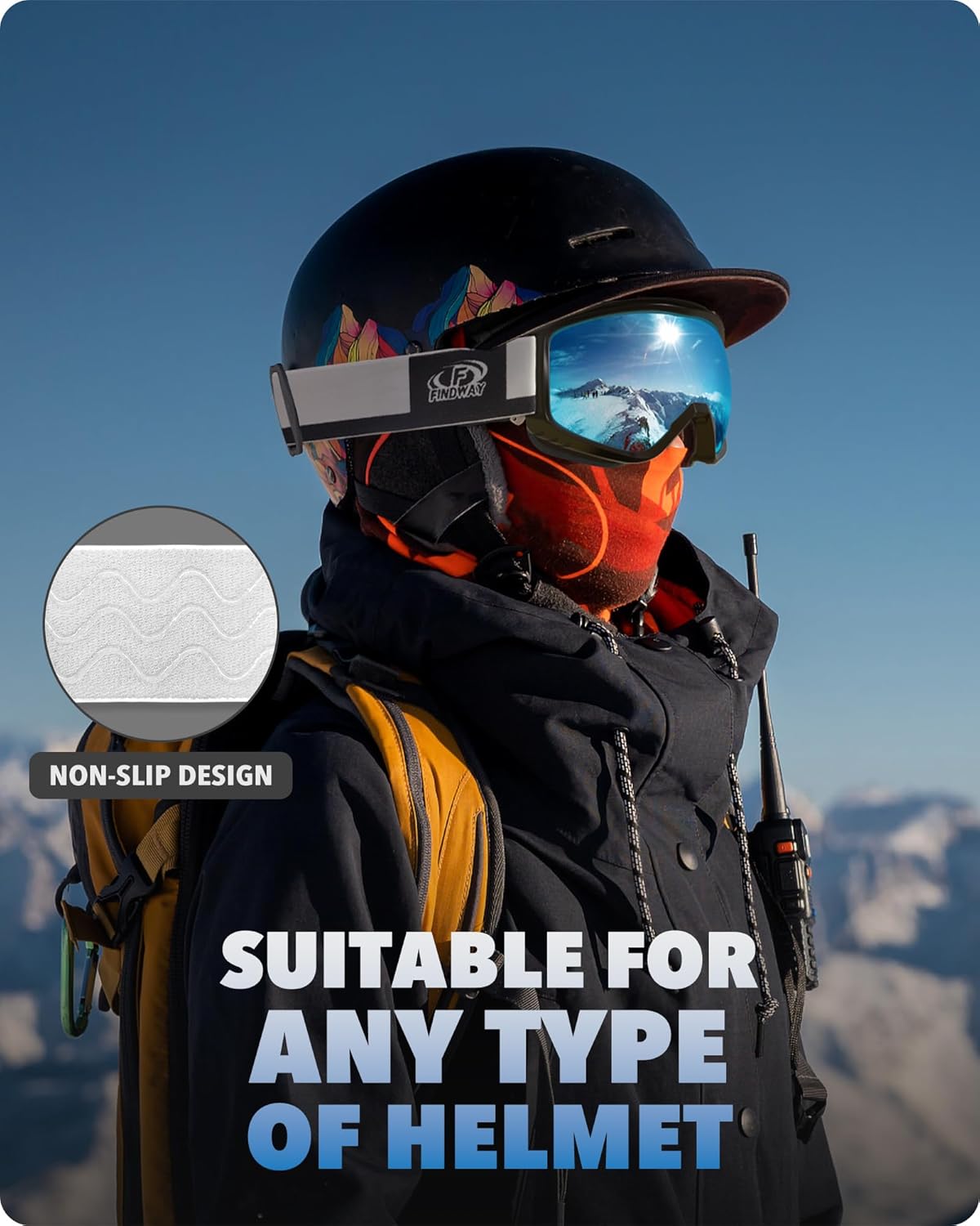 Findway Ski Goggles For Women Men Youth Teen, Snowboarding Goggles Over Glasses Compatible Helmet, Anti-fog UV Protection, Anti-glare Skiing Goggles, For Skiing Snowboarding