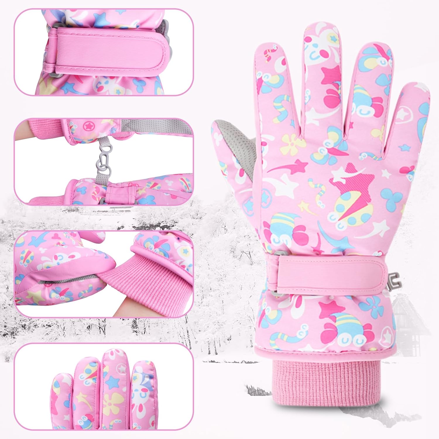 Triwonder Waterproof Mittens for 3-12 Years Old Kids Outdoor Warm Gloves Snow Mitts Winter Ski Gloves