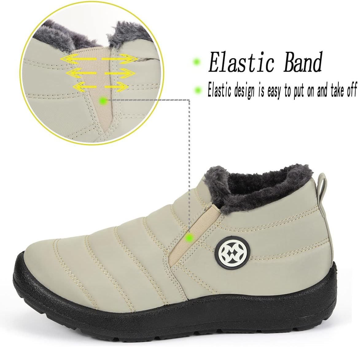 Gaatpot Women Winter Warm Snow Boots Ladies Slip On Water-resistant Outdoor Fur Lined Ankle Booties Shoes Size 3-9