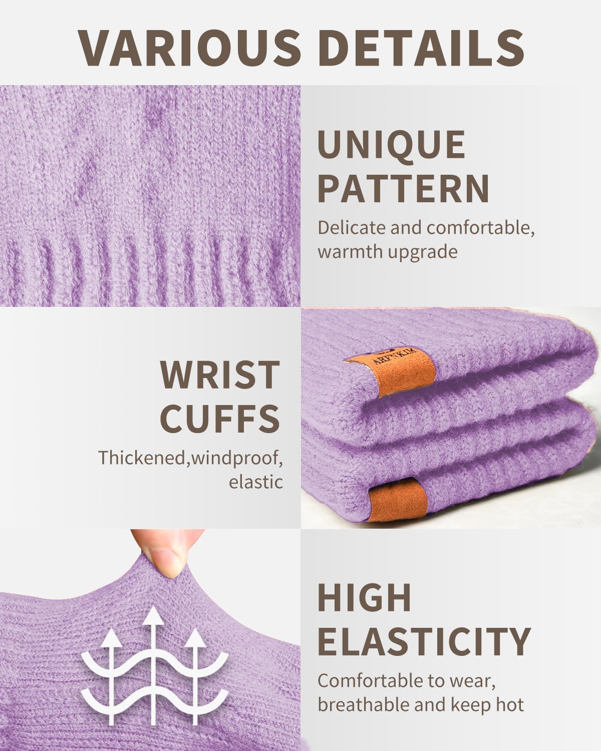 ARFNKIM Thermal Winter Gloves-Fleece Lining Touch Screen Knit Stretchy Warm Gloves for Running Cycling Riding- Men Women