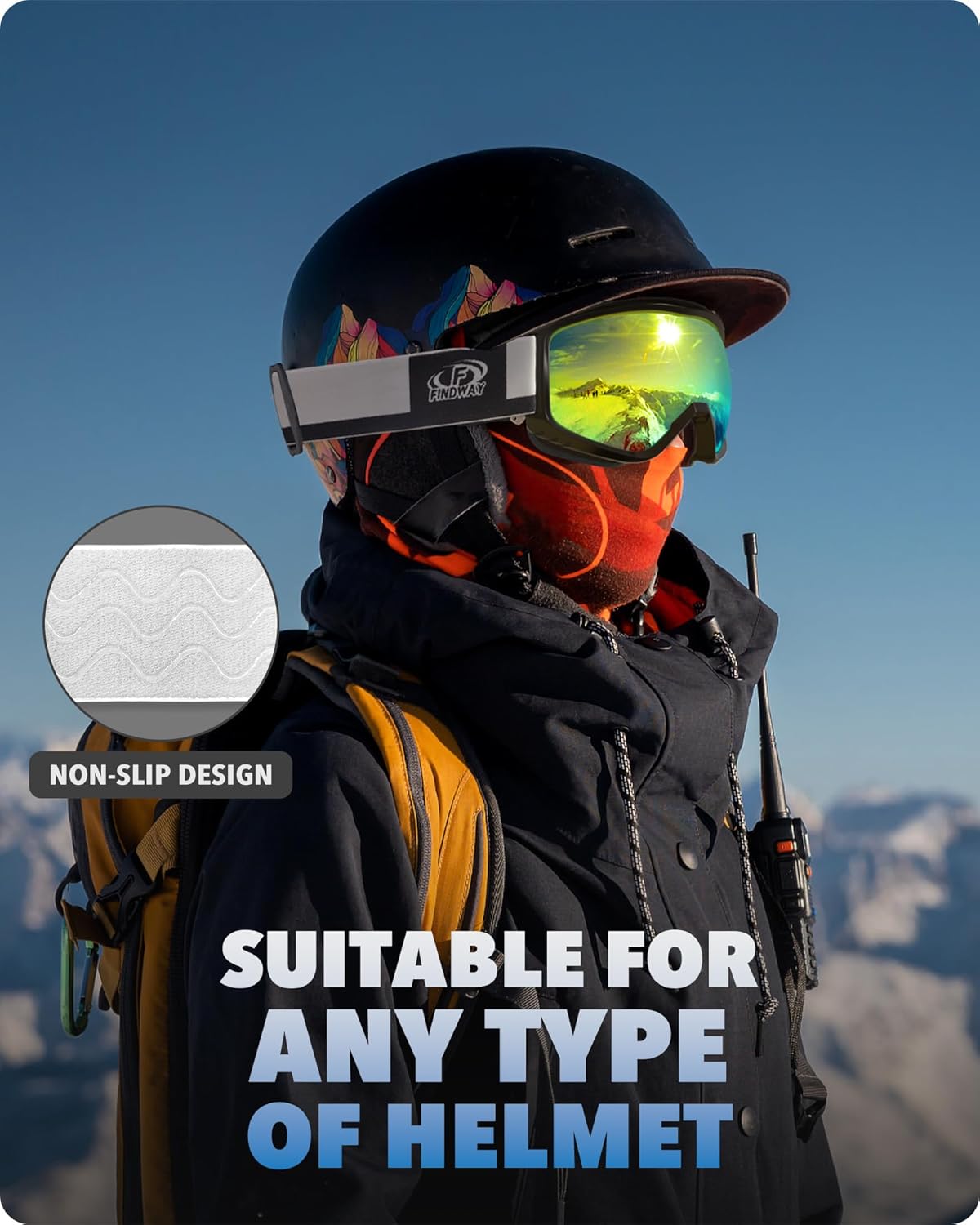 Findway Ski Goggles For Women Men Youth Teen, Snowboarding Goggles Over Glasses Compatible Helmet, Anti-fog UV Protection, Anti-glare Skiing Goggles, For Skiing Snowboarding