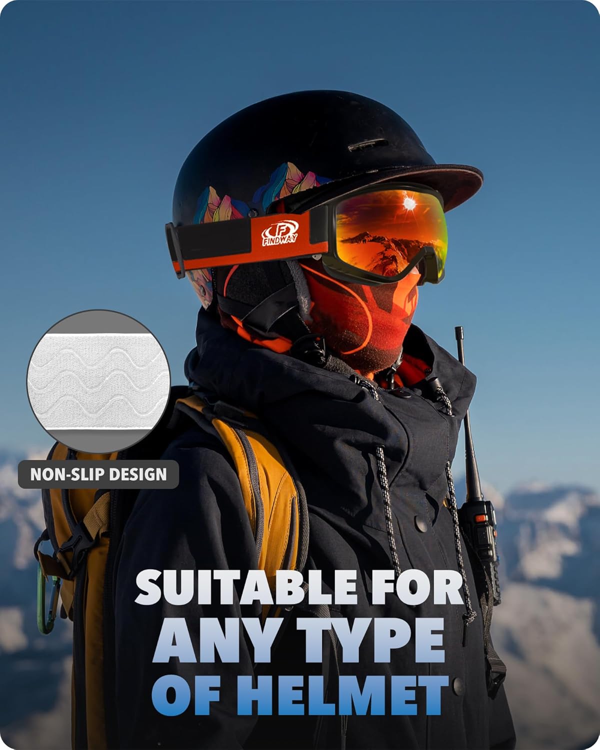 Findway Ski Goggles For Women Men Youth Teen, Snowboarding Goggles Over Glasses Compatible Helmet, Anti-fog UV Protection, Anti-glare Skiing Goggles, For Skiing Snowboarding