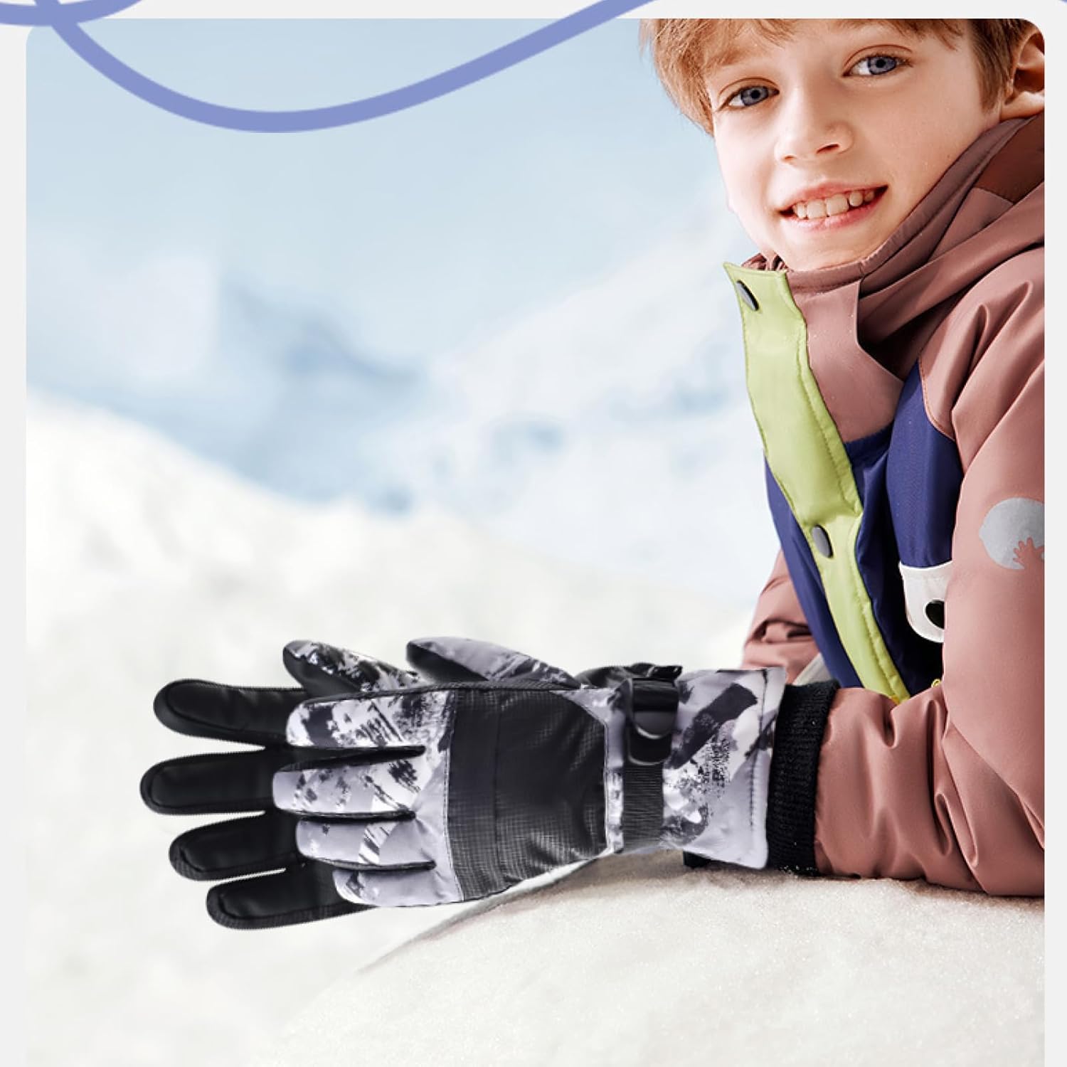TRIWONDER Ski Gloves Kids Cold Weather Winter Warm Gloves Windproof Thermal Fleece Outdoor Snowboard Snow Gloves Mittens for Boys Girls Children