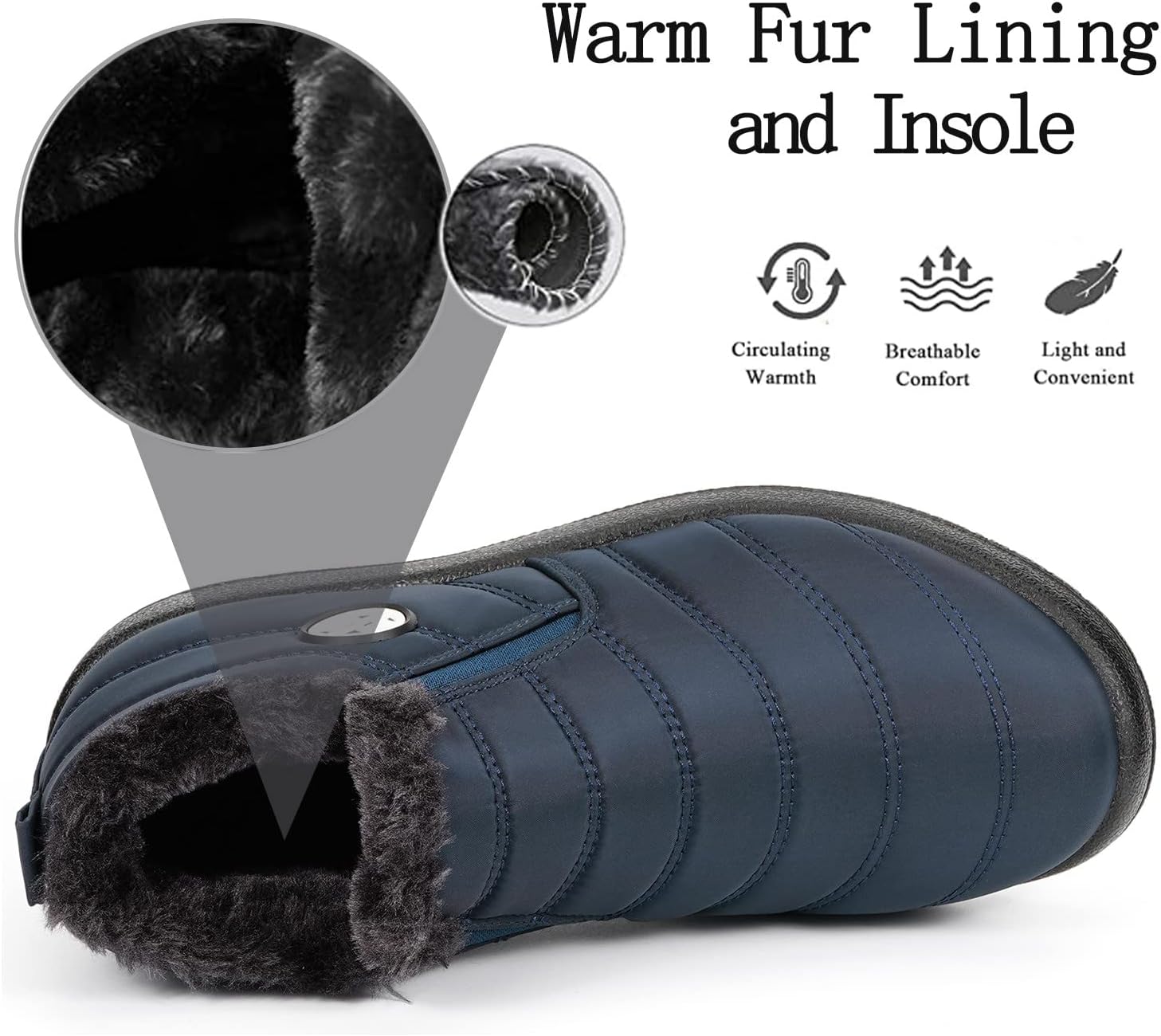 Gaatpot Women Winter Warm Snow Boots Ladies Slip On Water-resistant Outdoor Fur Lined Ankle Booties Shoes Size 3-9