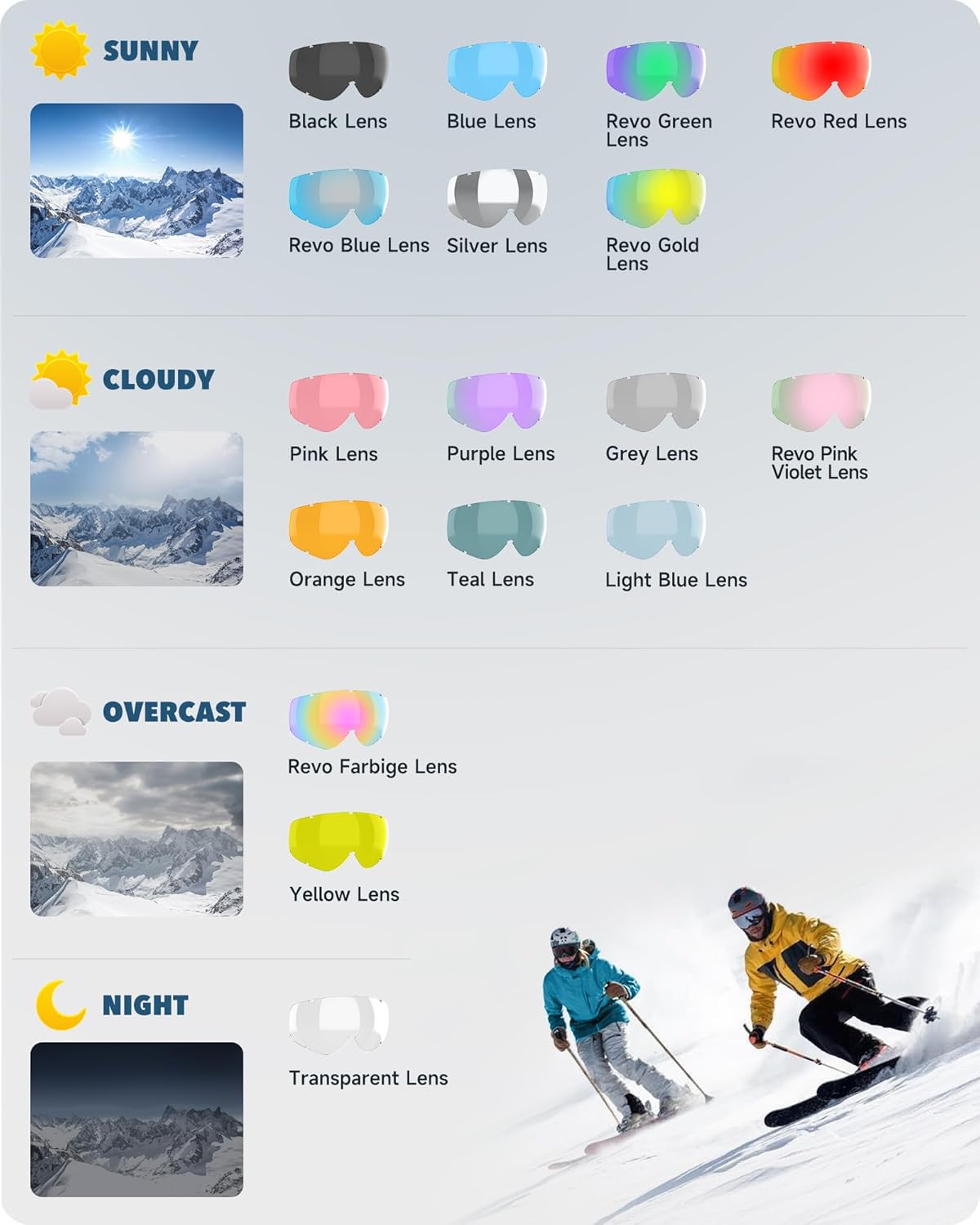 Findway Ski Goggles For Women Men Youth Teen, Snowboarding Goggles Over Glasses Compatible Helmet, Anti-fog UV Protection, Anti-glare Skiing Goggles, For Skiing Snowboarding