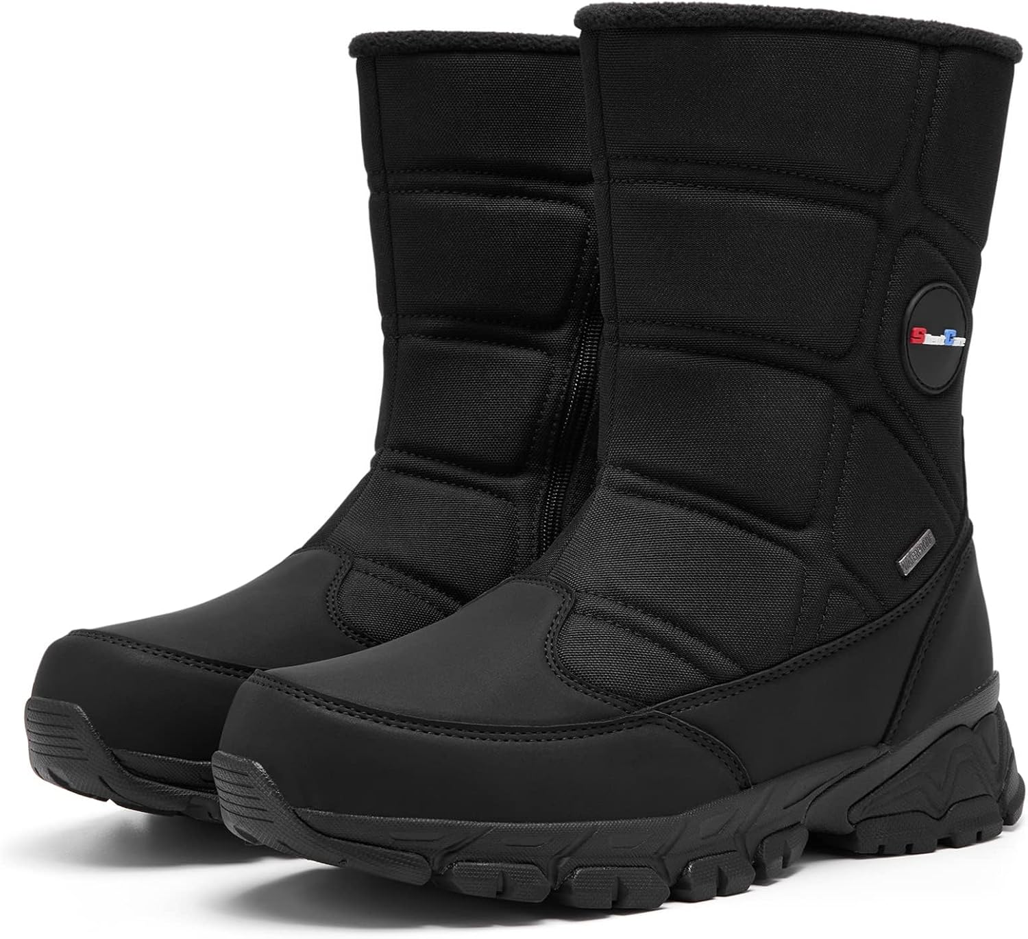 SILENTCARE Men's Winter Waterproof Snow Boots Warm Slip On Mid-Calf Zipper Booties Lightweight Outdoor Athletic