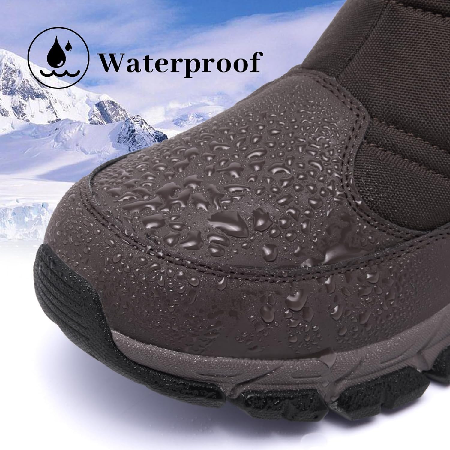 SILENTCARE Men's Winter Waterproof Snow Boots Warm Slip On Mid-Calf Zipper Booties Lightweight Outdoor Athletic
