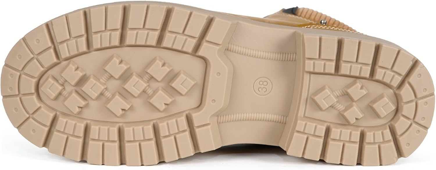 Snow Boots Womens Mens Winter Flat Ankle Boots Warm Fur Lined Fashion Combat Leather Shoes Casual Work Walking Hiking Lace Up Outdoor Trainer Urban