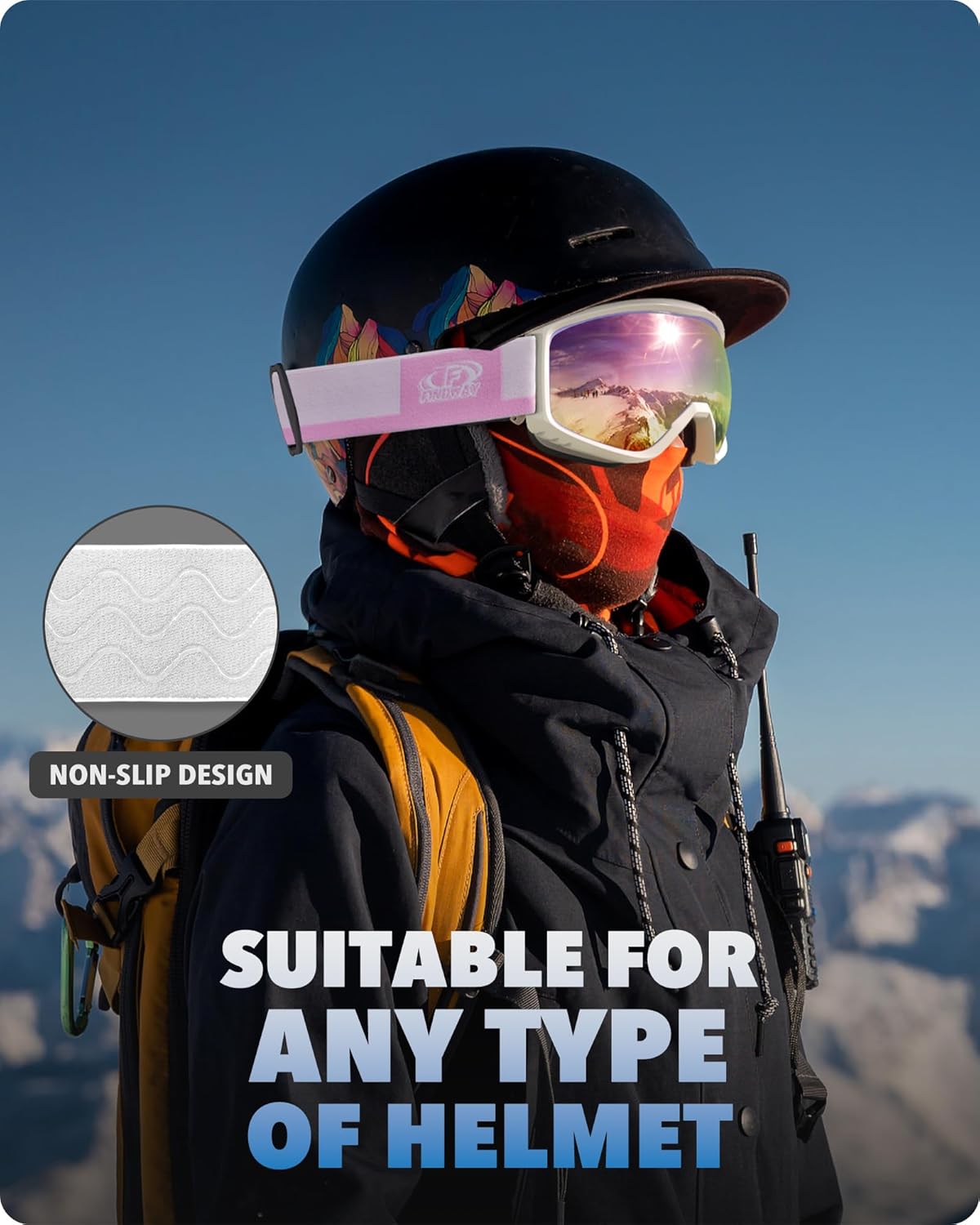 Findway Ski Goggles For Women Men Youth Teen, Snowboarding Goggles Over Glasses Compatible Helmet, Anti-fog UV Protection, Anti-glare Skiing Goggles, For Skiing Snowboarding