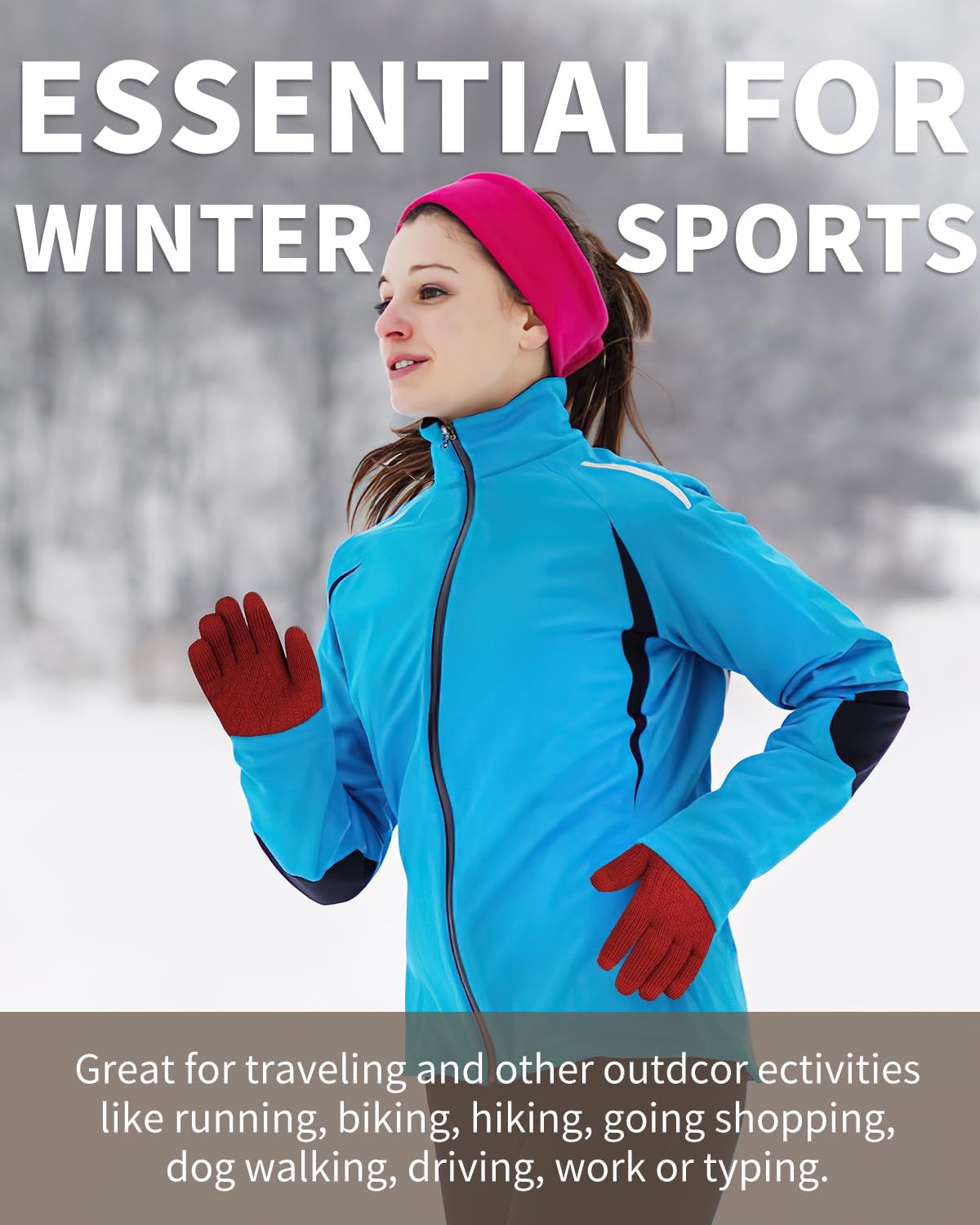 ARFNKIM Thermal Winter Gloves-Fleece Lining Touch Screen Knit Stretchy Warm Gloves for Running Cycling Riding- Men Women