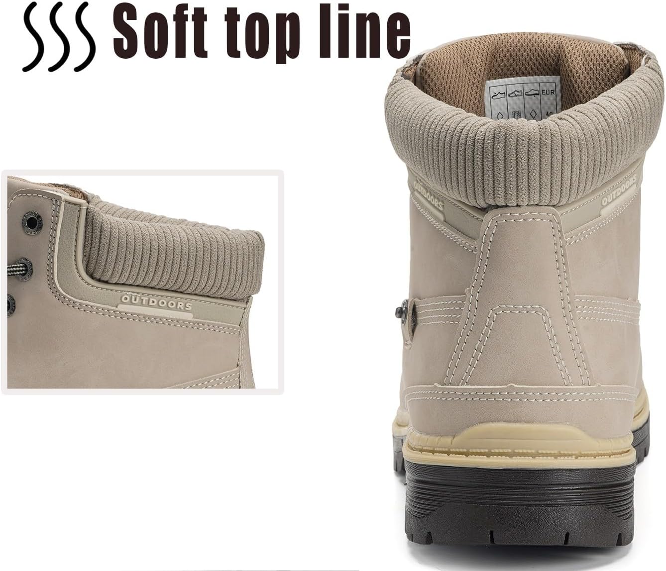 Snow Boots Womens Mens Winter Flat Ankle Boots Warm Fur Lined Fashion Combat Leather Shoes Casual Work Walking Hiking Lace Up Outdoor Trainer Urban