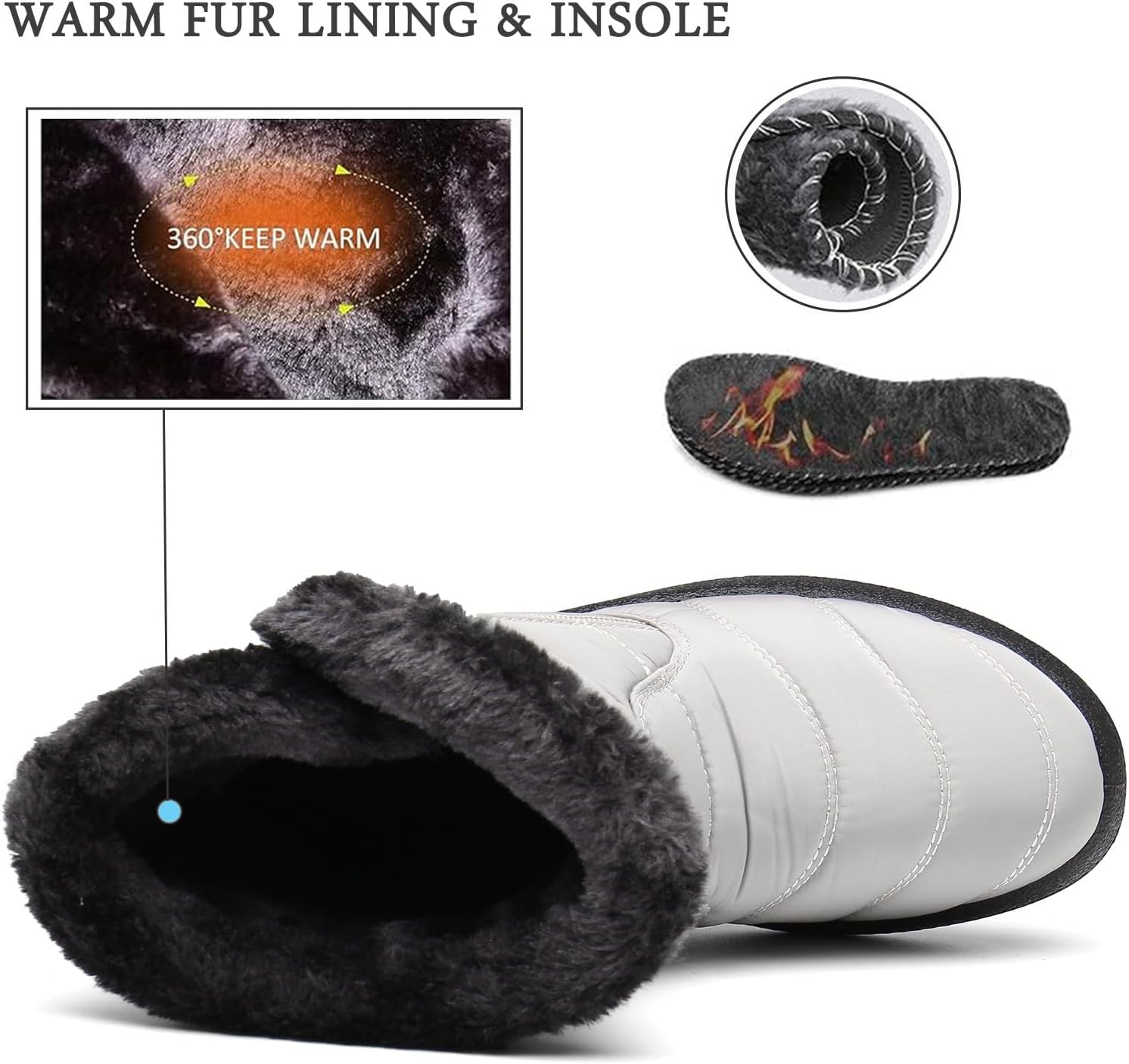 Hsyooes Winter Boots Women's Waterproof Winter Shoes Warm Ankle Boots Winter Snow Depth Lined Short Shaft Boots Non-Slip Slip-On Boots Flat