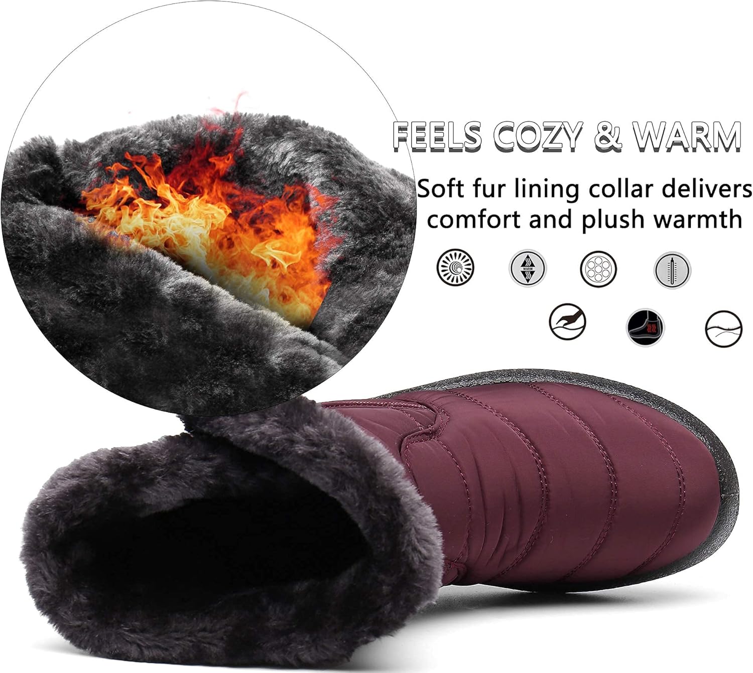 Gaatpot Women Winter Warm Snow Boots Ladies Slip On Water-resistant Outdoor Fur Lined Ankle Booties Shoes Size 3-9