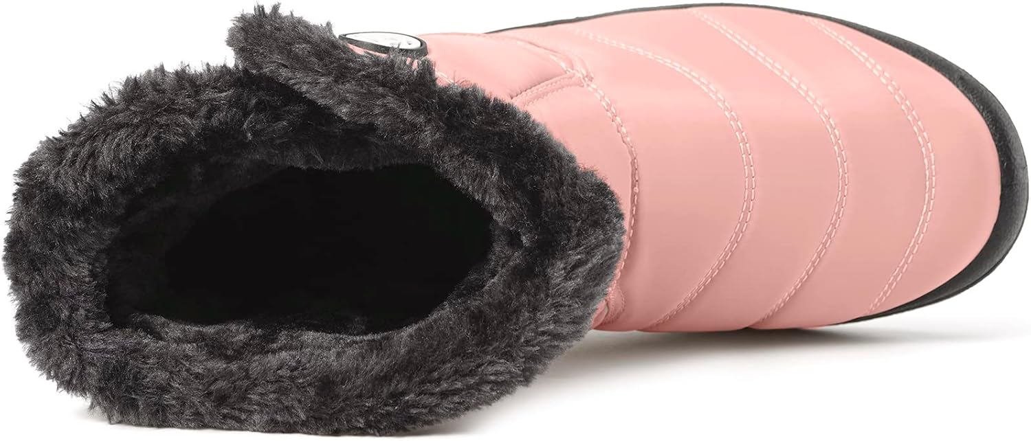 Hsyooes Winter Boots Women's Waterproof Winter Shoes Warm Ankle Boots Winter Snow Depth Lined Short Shaft Boots Non-Slip Slip-On Boots Flat