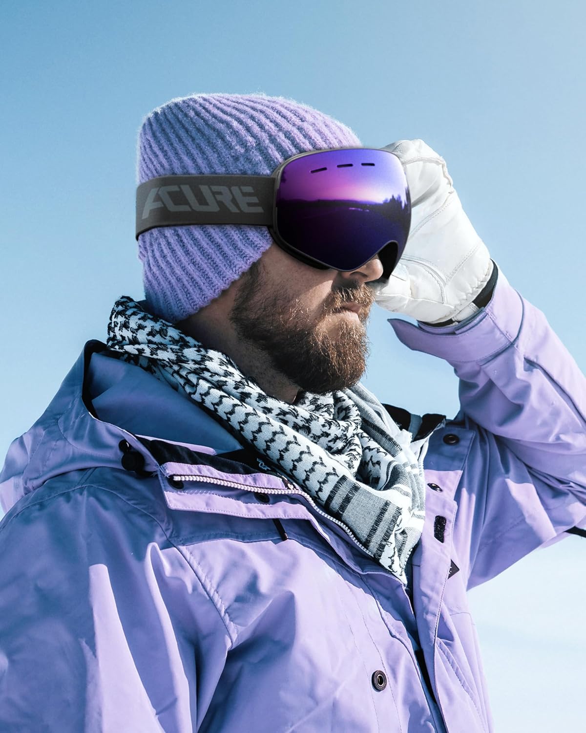 ACURE Ski Goggles, OTG Frameless Snow Snowboard Goggles of Dual Lens with Anti Fog & UV400 Protection for Men, Women, Youth