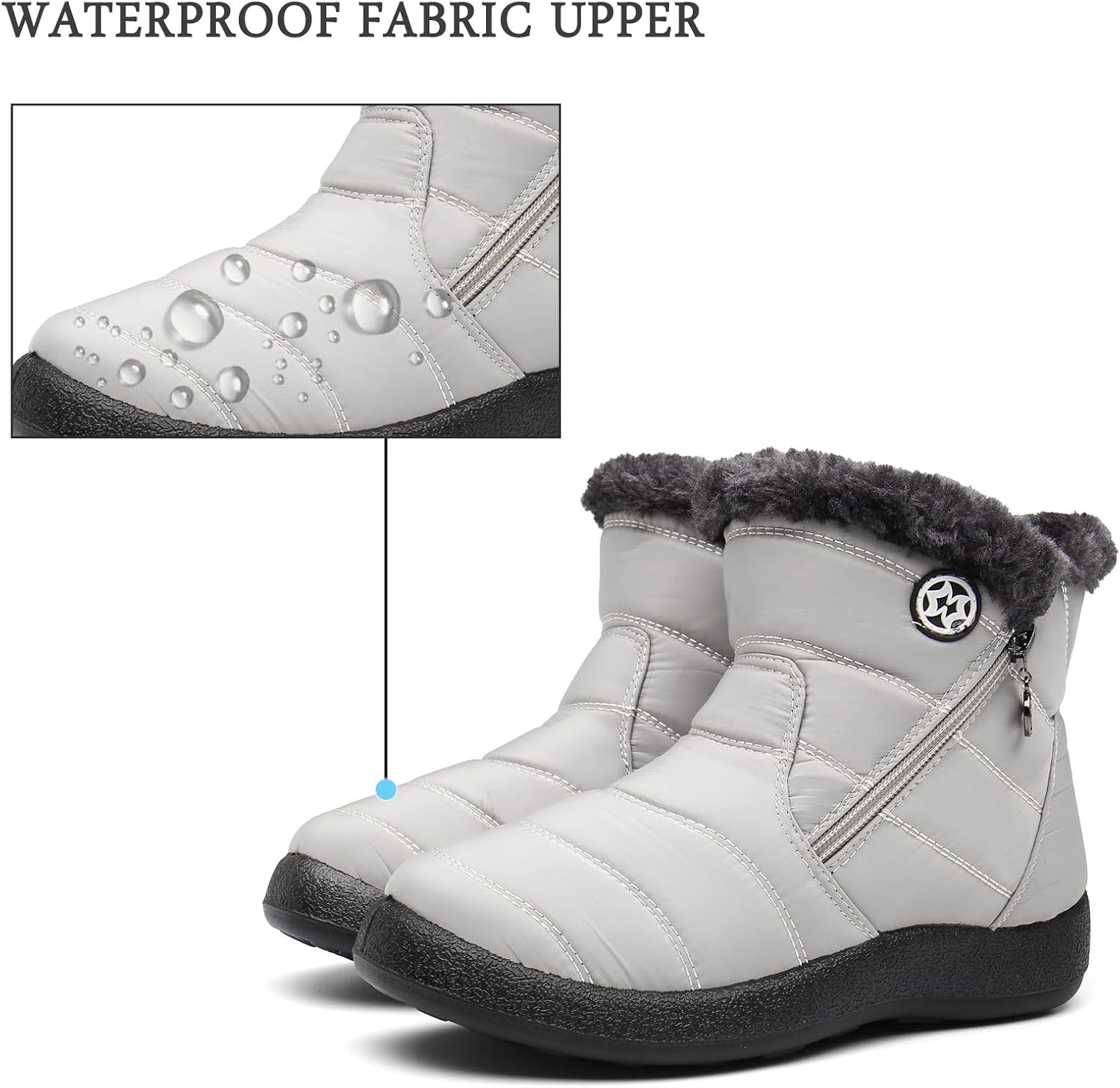 Hsyooes Winter Boots Women's Waterproof Winter Shoes Warm Ankle Boots Winter Snow Depth Lined Short Shaft Boots Non-Slip Slip-On Boots Flat