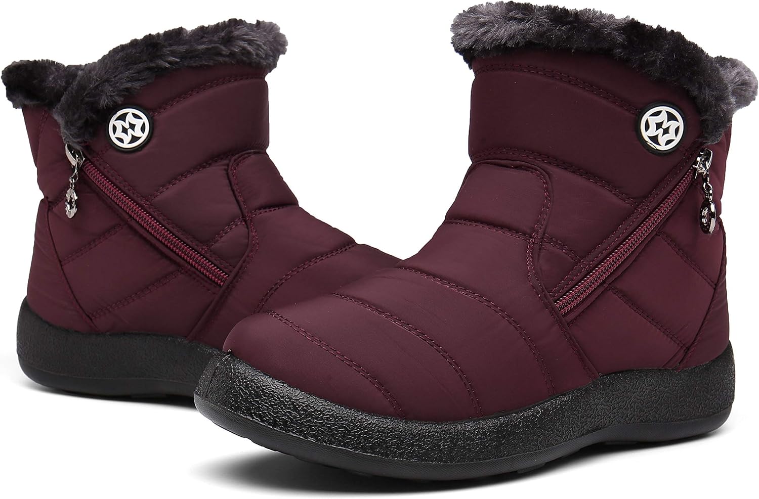 Hsyooes Winter Boots Women's Waterproof Winter Shoes Warm Ankle Boots Winter Snow Depth Lined Short Shaft Boots Non-Slip Slip-On Boots Flat