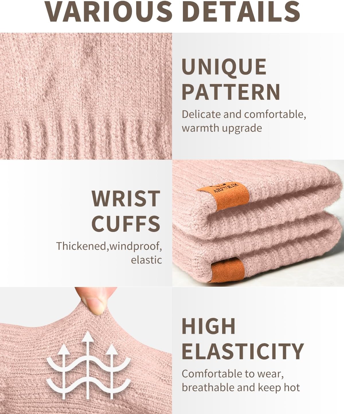 ARFNKIM Thermal Winter Gloves-Fleece Lining Touch Screen Knit Stretchy Warm Gloves for Running Cycling Riding- Men Women