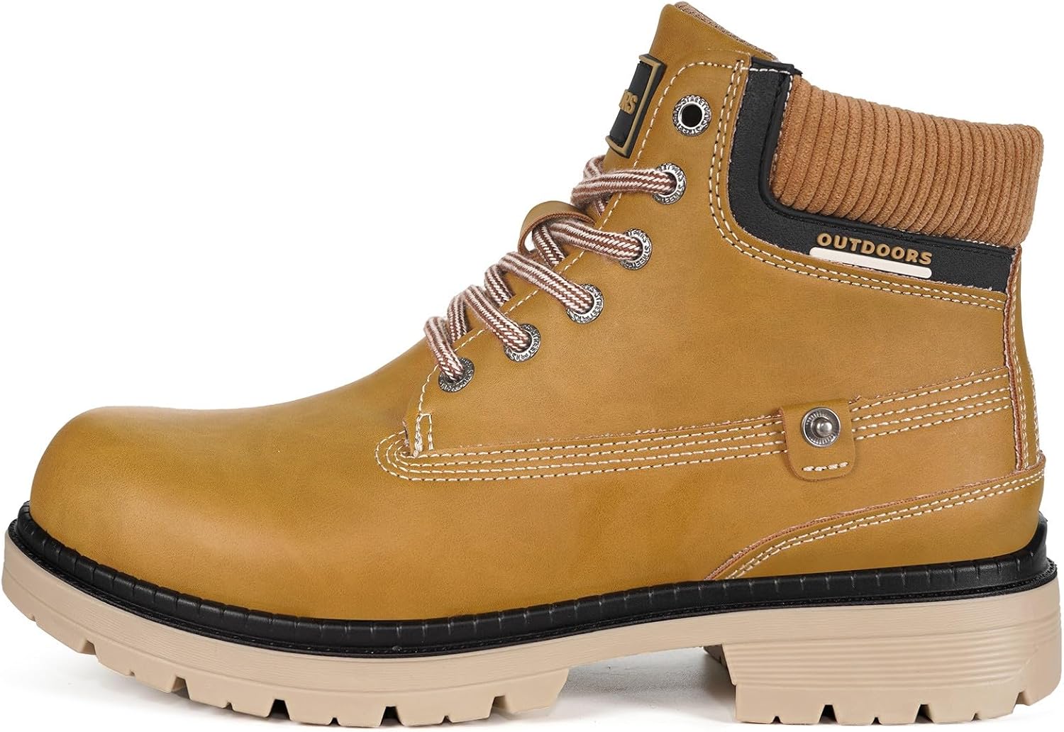 Snow Boots Womens Mens Winter Flat Ankle Boots Warm Fur Lined Fashion Combat Leather Shoes Casual Work Walking Hiking Lace Up Outdoor Trainer Urban