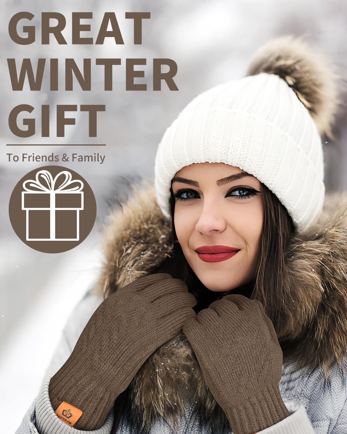 ARFNKIM Thermal Winter Gloves-Fleece Lining Touch Screen Knit Stretchy Warm Gloves for Running Cycling Riding- Men Women