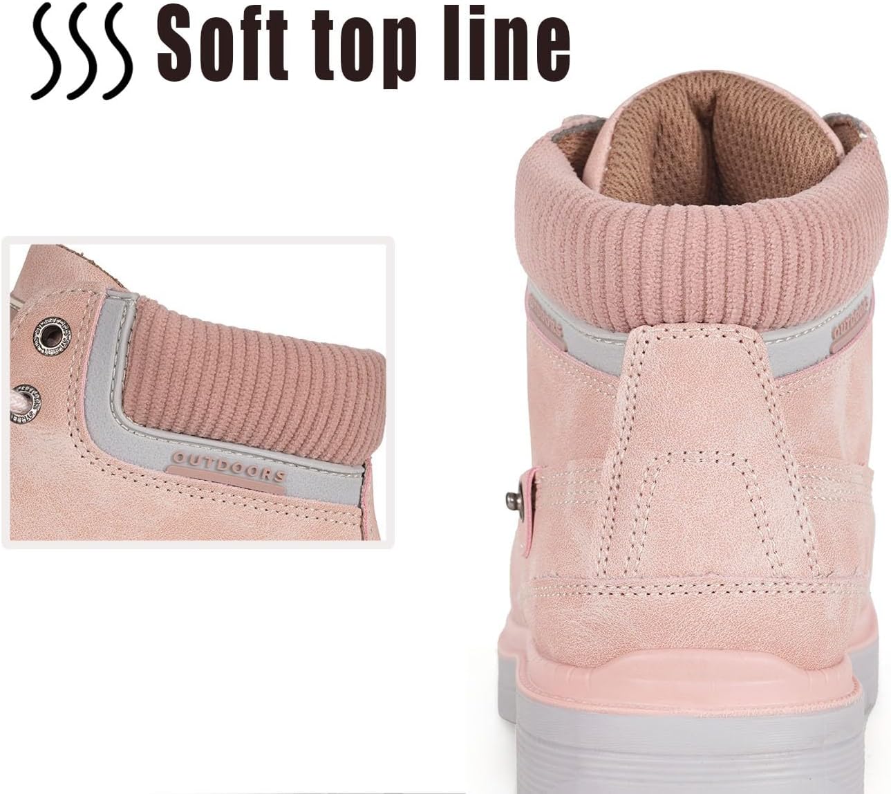 Snow Boots Womens Mens Winter Flat Ankle Boots Warm Fur Lined Fashion Combat Leather Shoes Casual Work Walking Hiking Lace Up Outdoor Trainer Urban