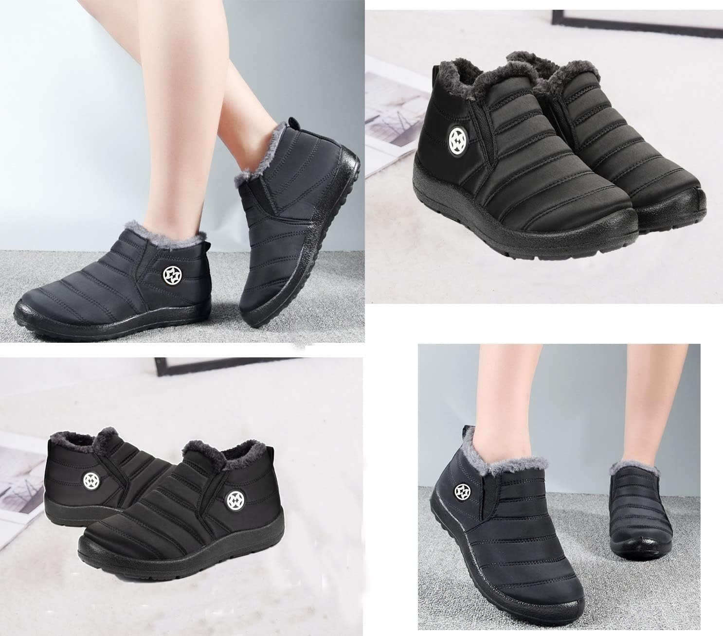 Gaatpot Women Winter Warm Snow Boots Ladies Slip On Water-resistant Outdoor Fur Lined Ankle Booties Shoes Size 3-9