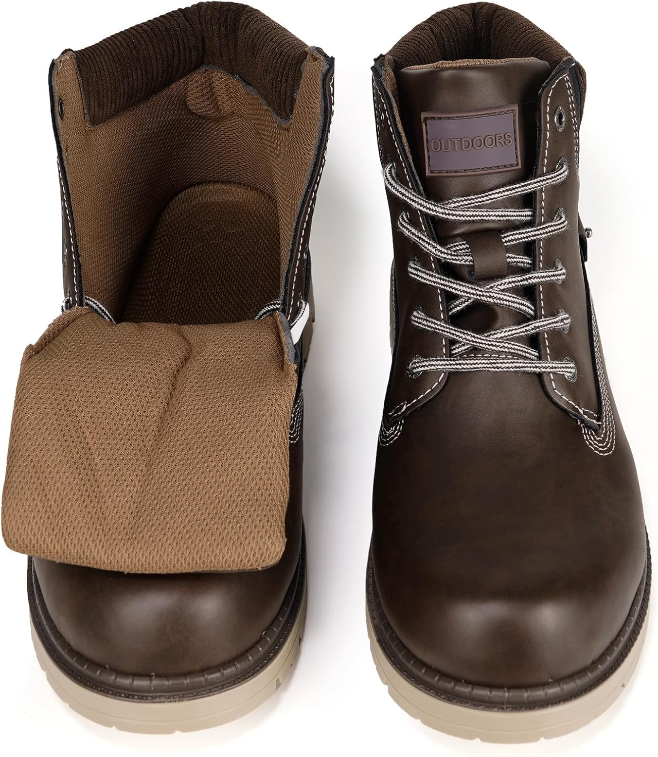 Snow Boots Womens Mens Winter Flat Ankle Boots Warm Fur Lined Fashion Combat Leather Shoes Casual Work Walking Hiking Lace Up Outdoor Trainer Urban