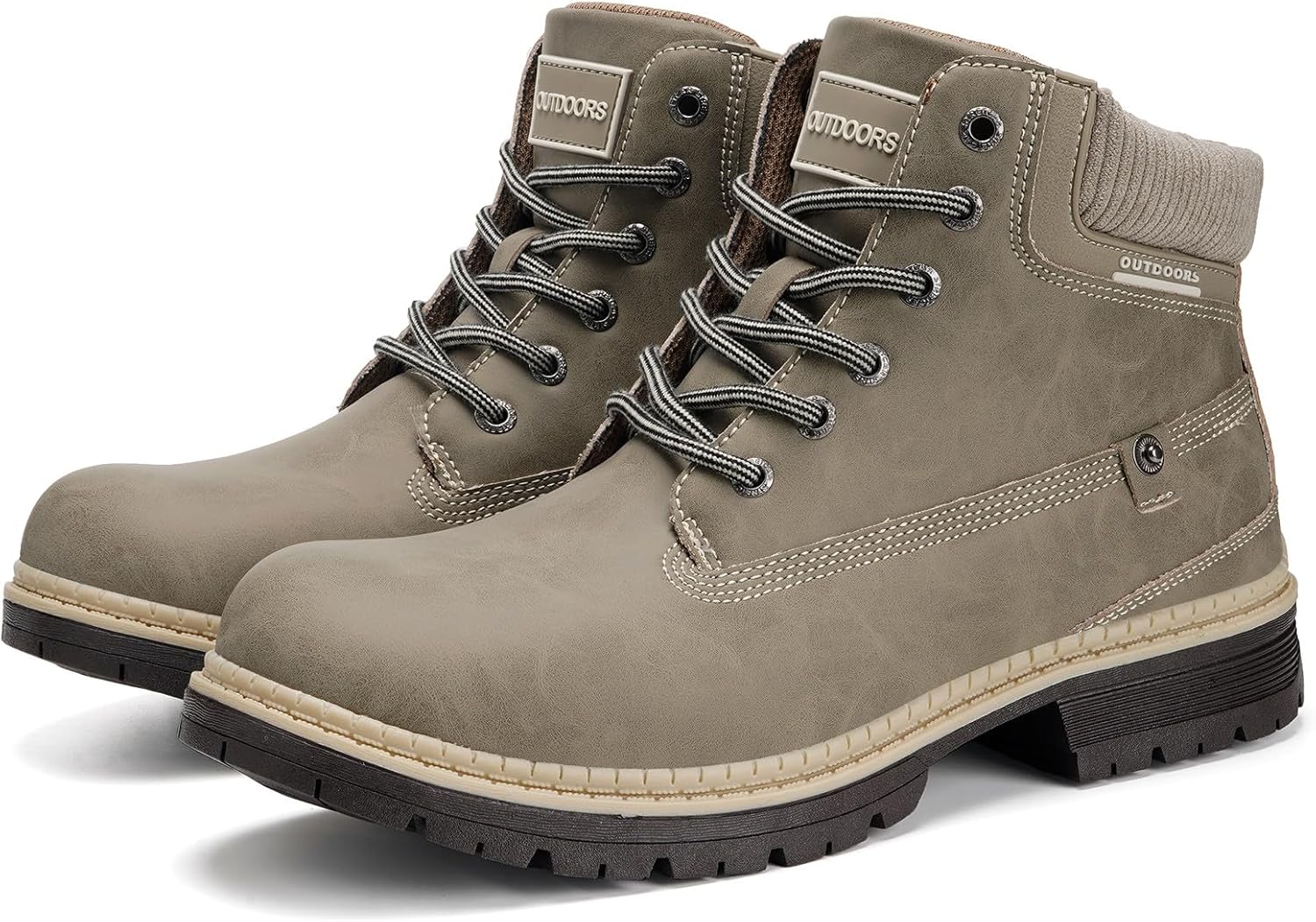 Snow Boots Womens Mens Winter Flat Ankle Boots Warm Fur Lined Fashion Combat Leather Shoes Casual Work Walking Hiking Lace Up Outdoor Trainer Urban