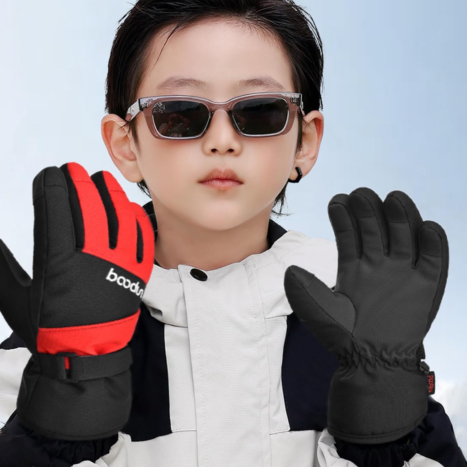 TRIWONDER Ski Gloves Kids Cold Weather Winter Warm Gloves Windproof Thermal Fleece Outdoor Snowboard Snow Gloves Mittens for Boys Girls Children