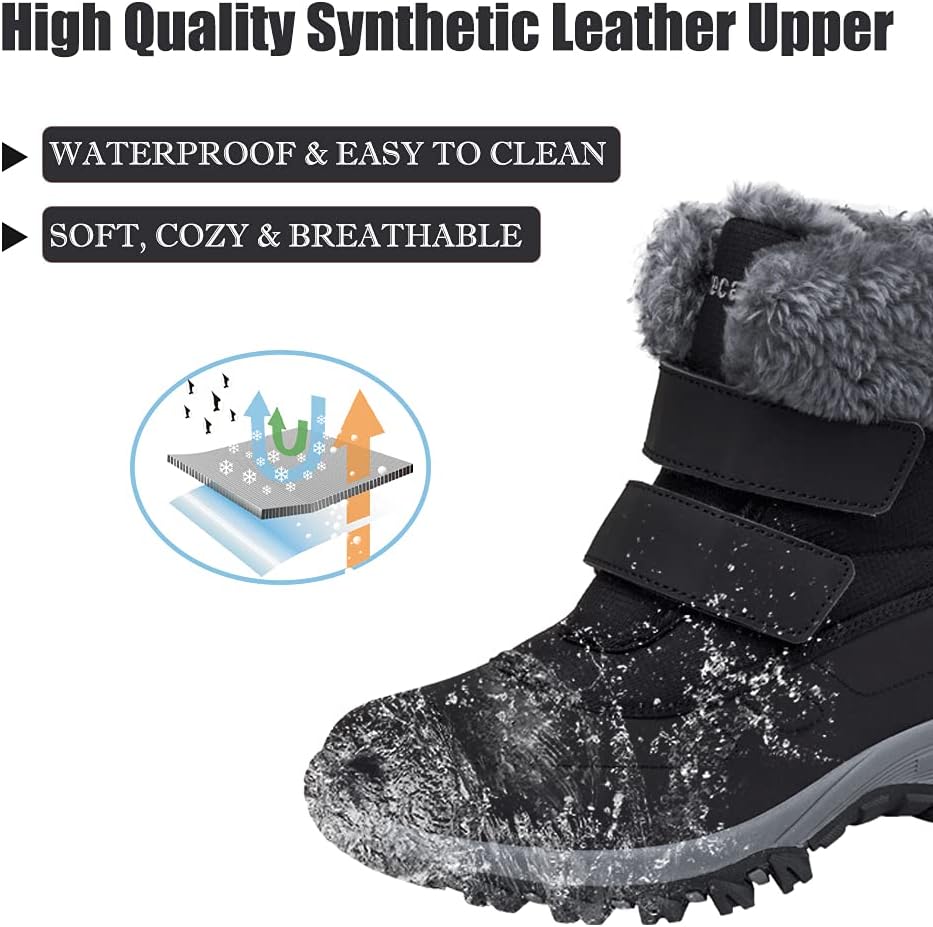 DRECAGE Winter Ankle Snow Boots with Warm Fur Lining Waterproof Women Warm Hiking Booties Anti Slip Shoes