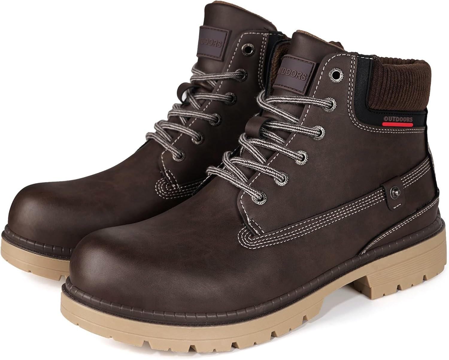 Snow Boots Womens Mens Winter Flat Ankle Boots Warm Fur Lined Fashion Combat Leather Shoes Casual Work Walking Hiking Lace Up Outdoor Trainer Urban