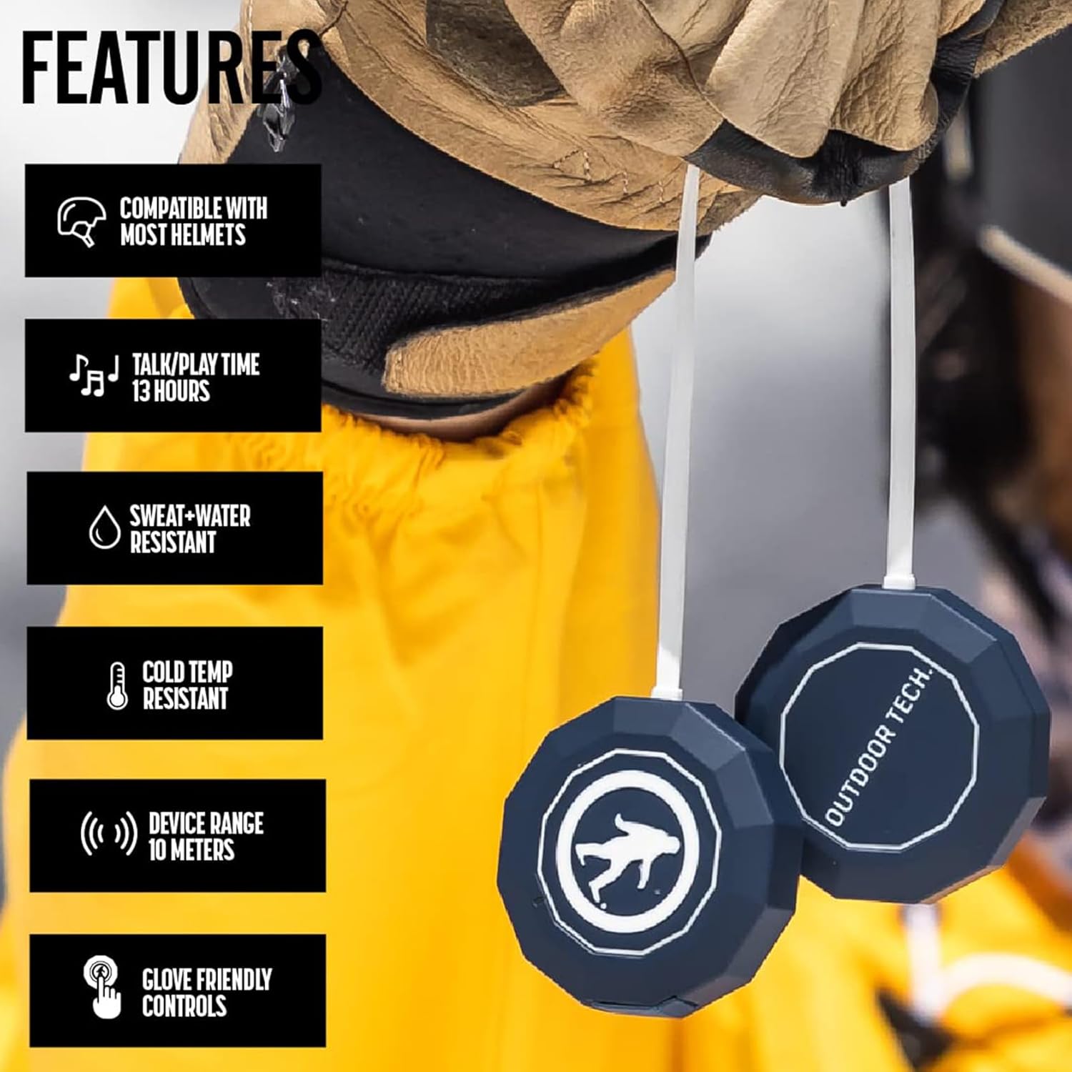 Outdoor Tech - Chips 3.0 - True Wireless Bluetooth Helmet Speakers for Skiing, Snowboarding Mountain Biking, and Climbing