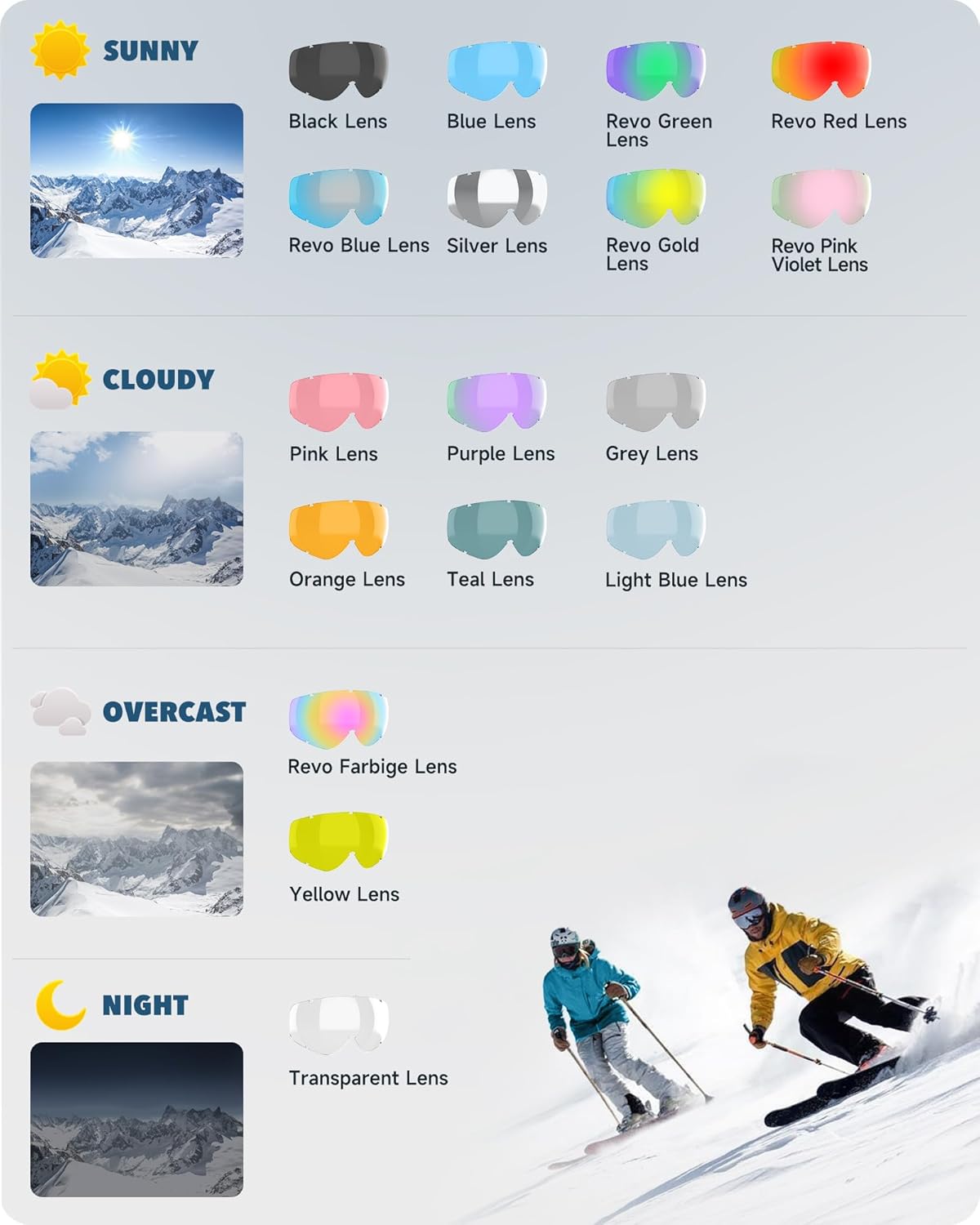 Findway Ski Goggles For Women Men Youth Teen, Snowboarding Goggles Over Glasses Compatible Helmet, Anti-fog UV Protection, Anti-glare Skiing Goggles, For Skiing Snowboarding