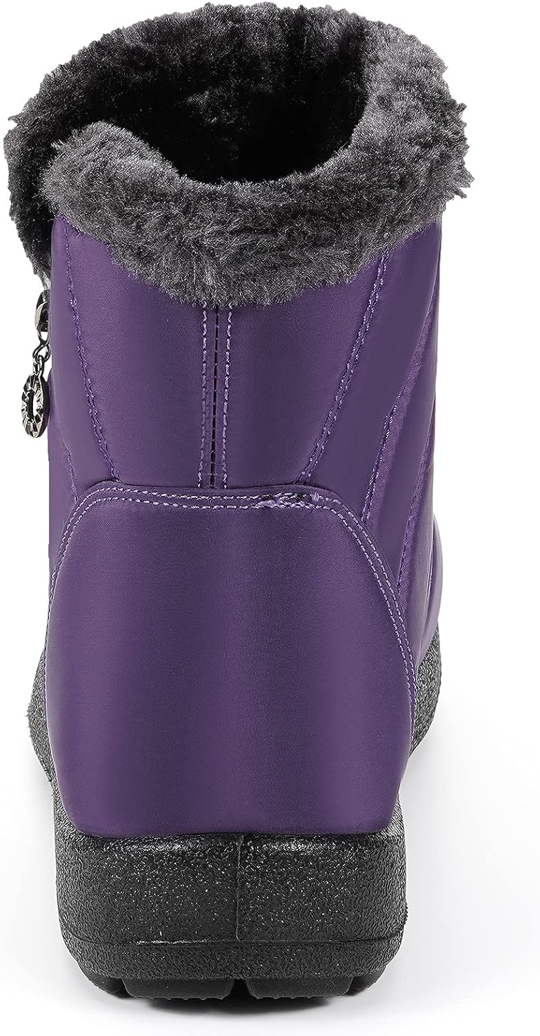 Gaatpot Women Winter Warm Snow Boots Ladies Slip On Water-resistant Outdoor Fur Lined Ankle Booties Shoes Size 3-9