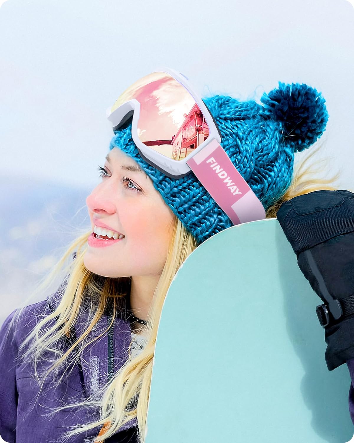 Findway Ski Goggles For Women Men Youth Teen, Snowboarding Goggles Over Glasses Compatible Helmet, Anti-fog UV Protection, Anti-glare Skiing Goggles, For Skiing Snowboarding