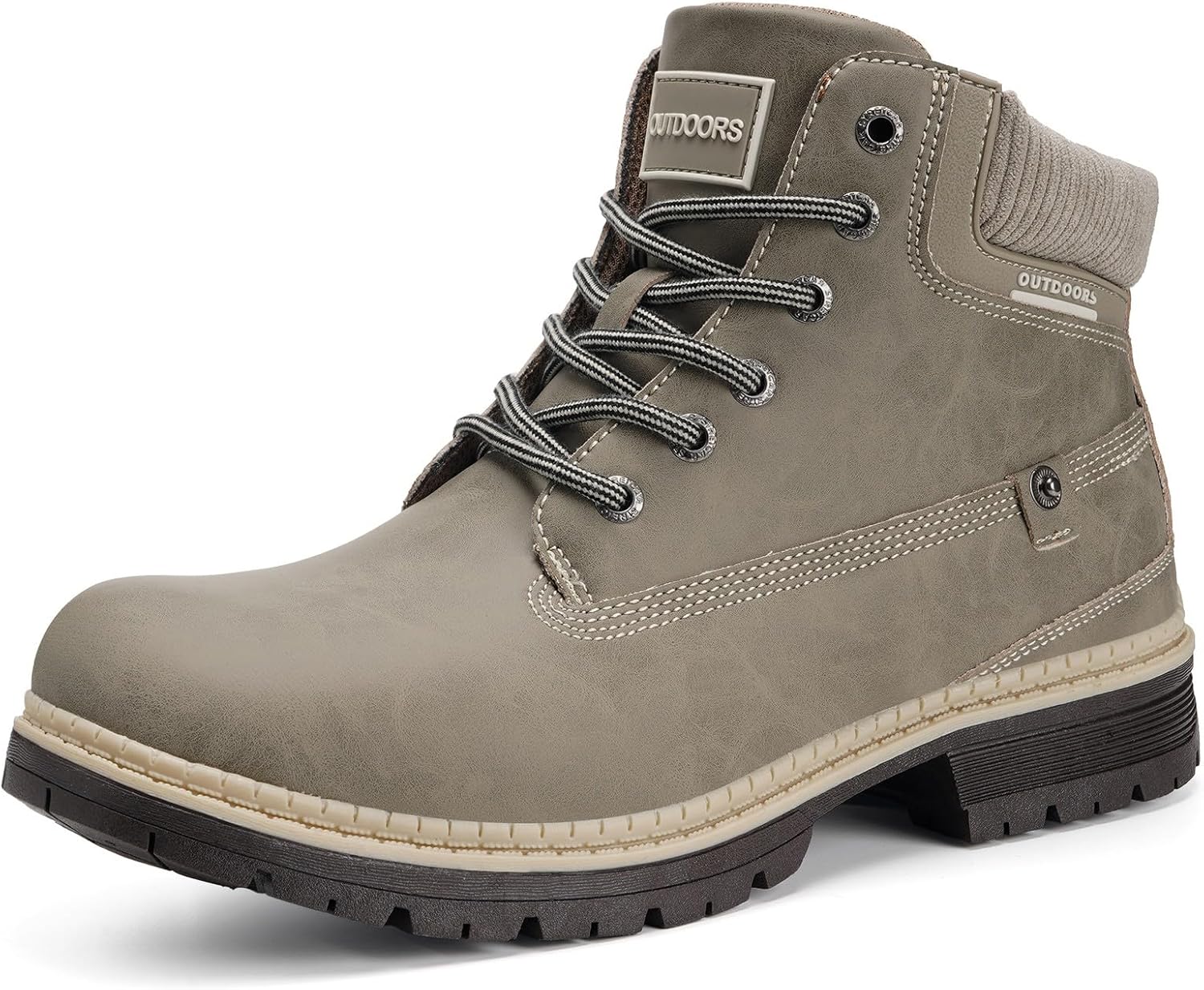 Snow Boots Womens Mens Winter Flat Ankle Boots Warm Fur Lined Fashion Combat Leather Shoes Casual Work Walking Hiking Lace Up Outdoor Trainer Urban