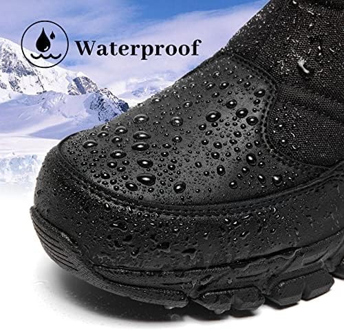 SILENTCARE Men's Winter Waterproof Snow Boots Warm Slip On Mid-Calf Zipper Booties Lightweight Outdoor Athletic