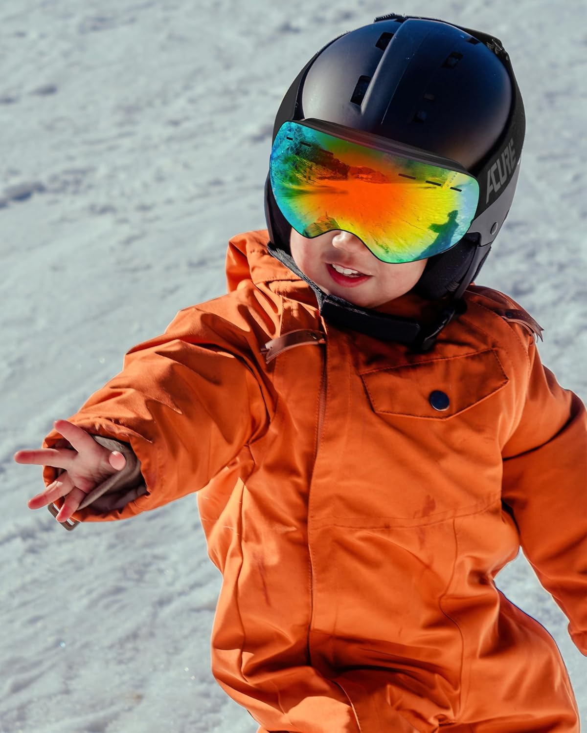 ACURE Ski Goggles, OTG Frameless Snow Snowboard Goggles of Dual Lens with Anti Fog & UV400 Protection for Men, Women, Youth