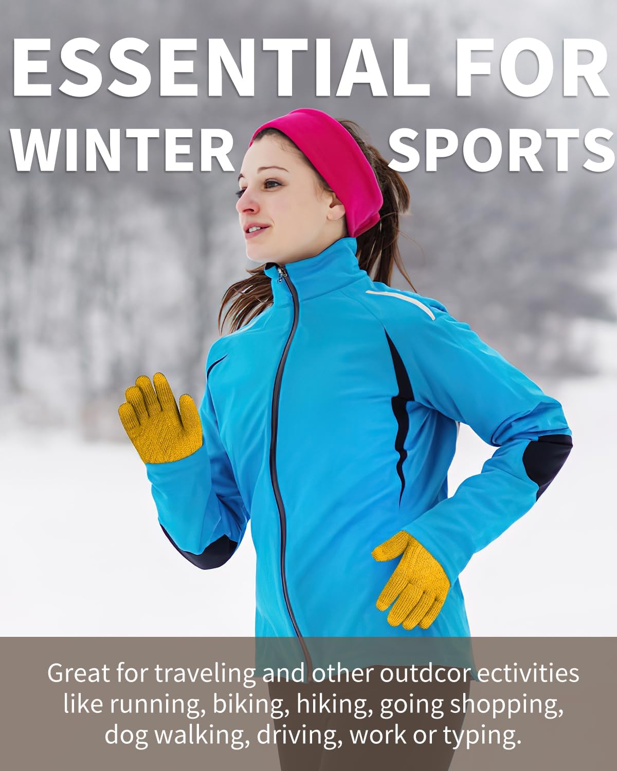 ARFNKIM Thermal Winter Gloves-Fleece Lining Touch Screen Knit Stretchy Warm Gloves for Running Cycling Riding- Men Women