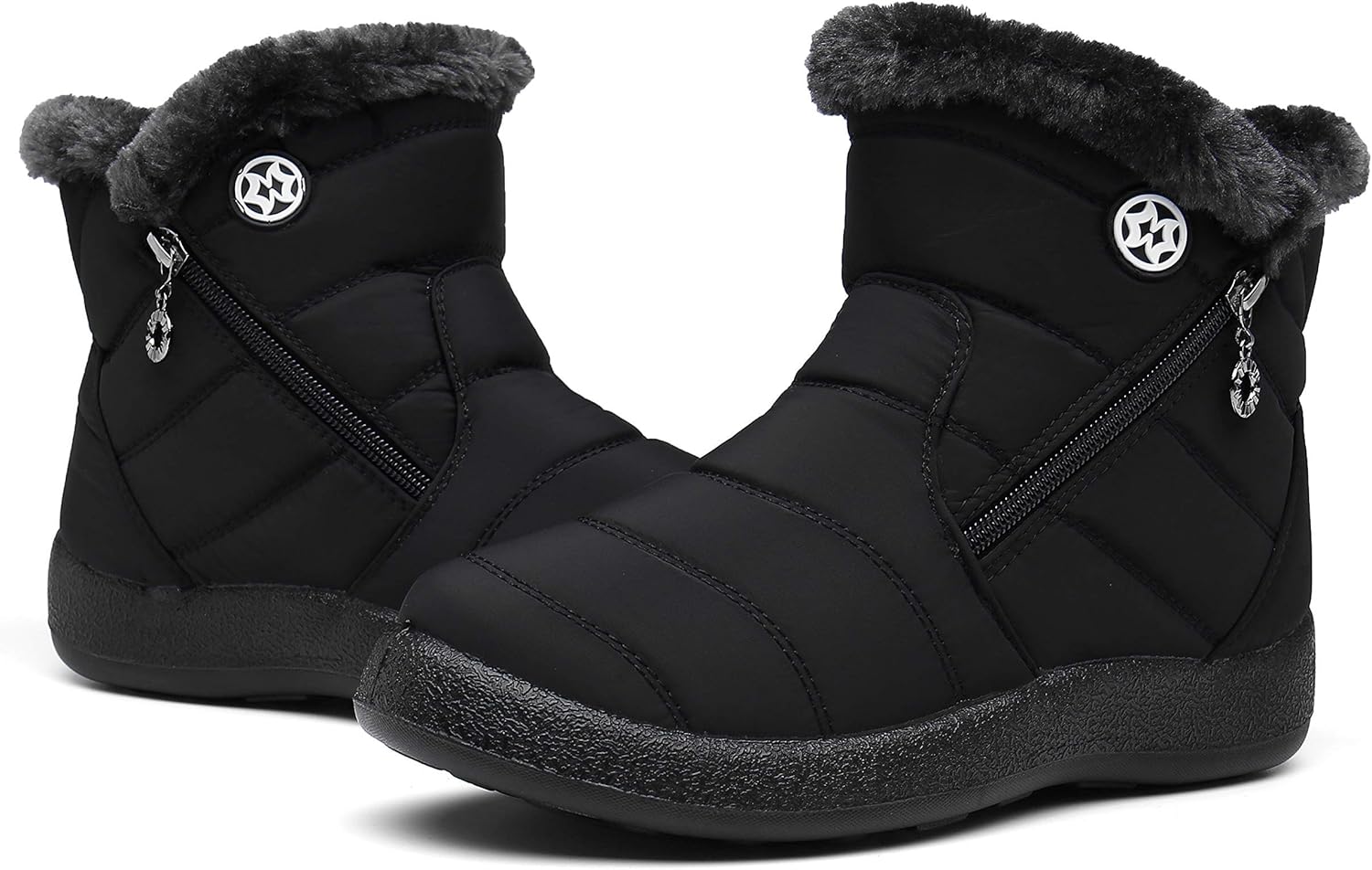 Hsyooes Winter Boots Women's Waterproof Winter Shoes Warm Ankle Boots Winter Snow Depth Lined Short Shaft Boots Non-Slip Slip-On Boots Flat