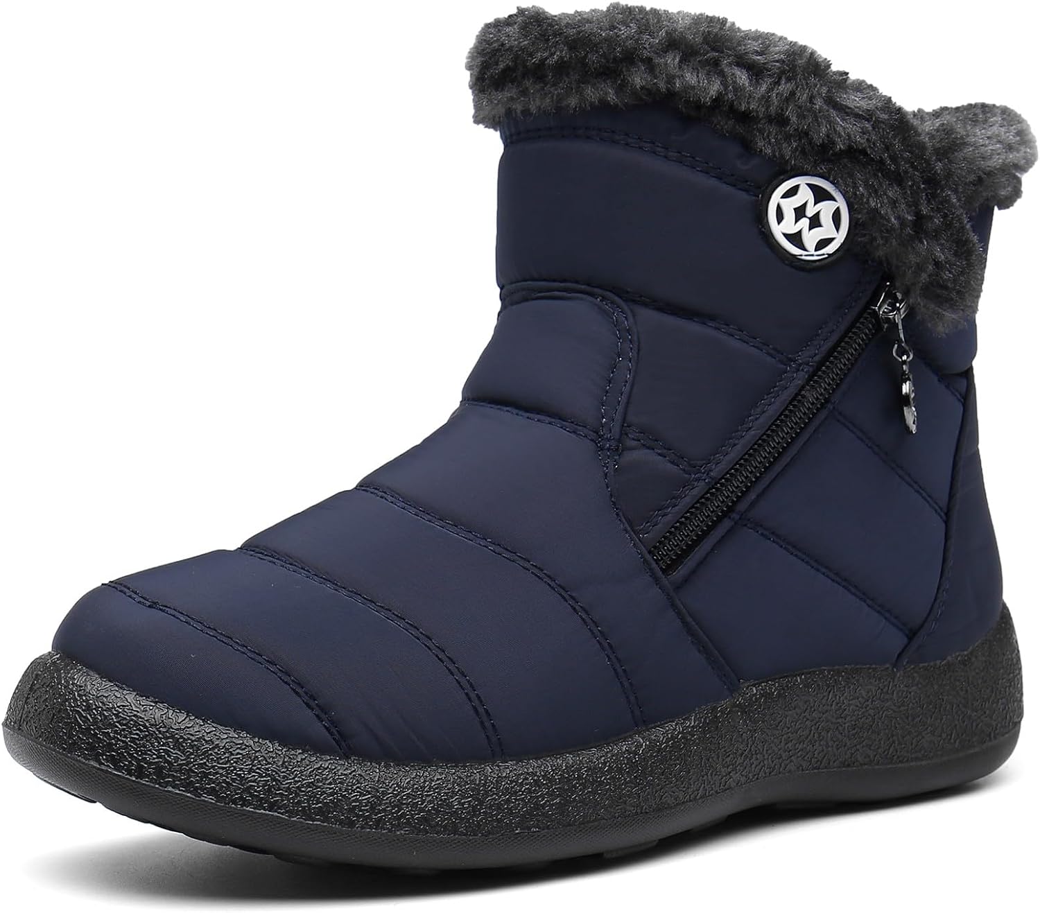 Hsyooes Winter Boots Women's Waterproof Winter Shoes Warm Ankle Boots Winter Snow Depth Lined Short Shaft Boots Non-Slip Slip-On Boots Flat