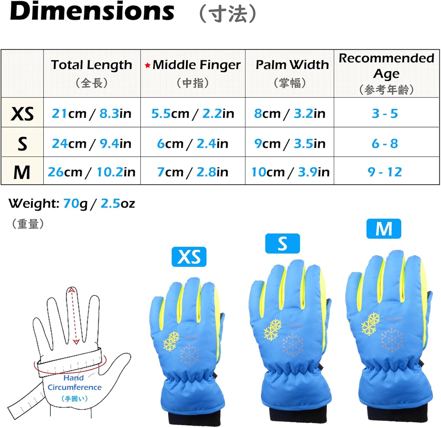 Triwonder Waterproof Mittens for 3-12 Years Old Kids Outdoor Warm Gloves Snow Mitts Winter Ski Gloves
