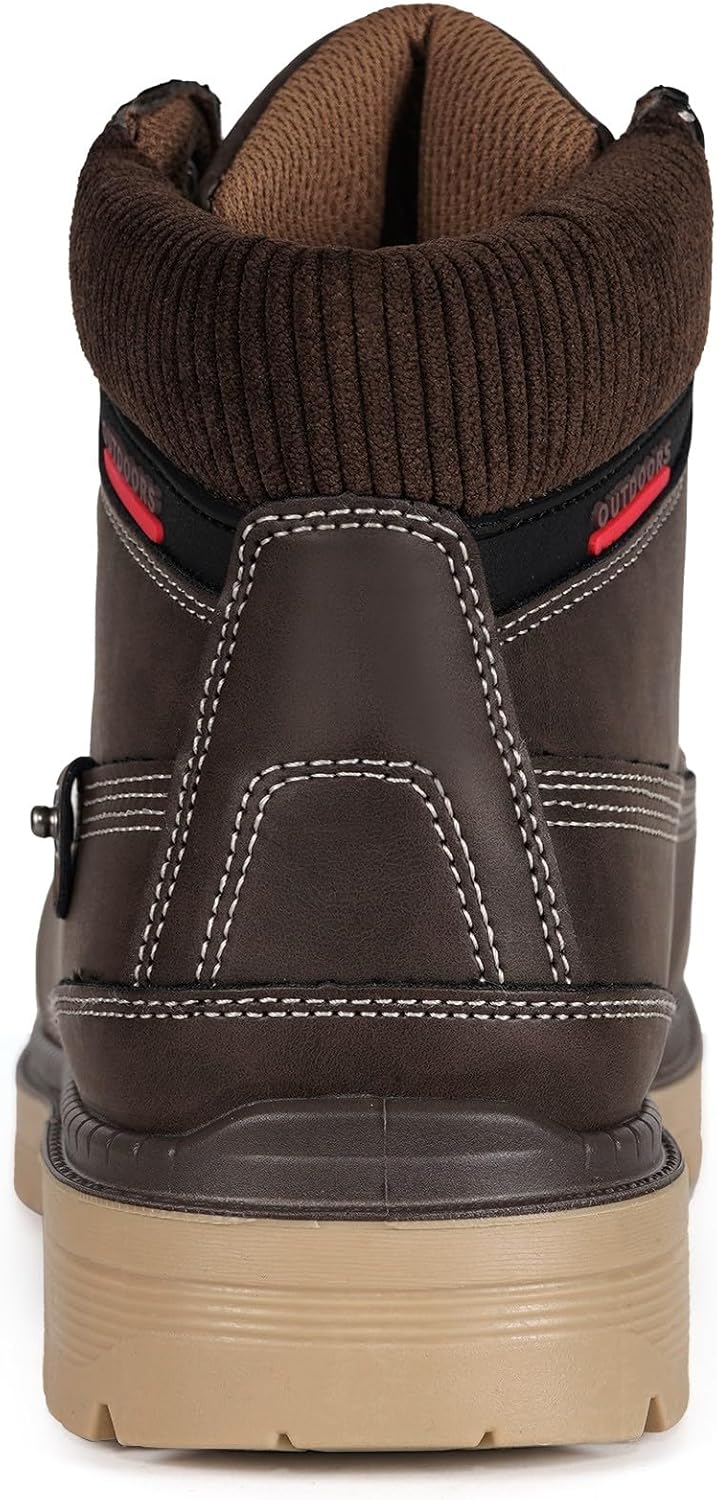 Snow Boots Womens Mens Winter Flat Ankle Boots Warm Fur Lined Fashion Combat Leather Shoes Casual Work Walking Hiking Lace Up Outdoor Trainer Urban